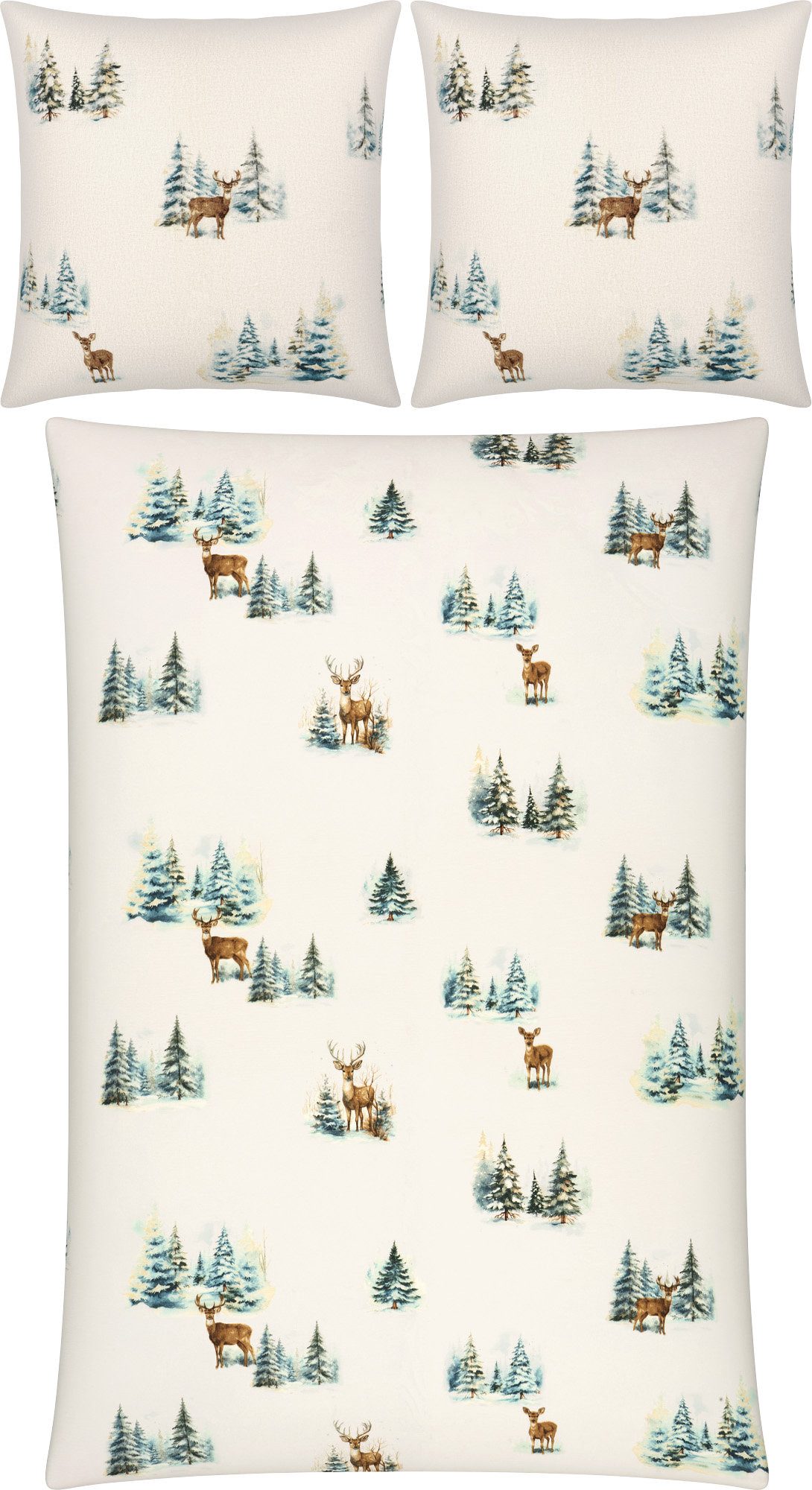 REDBEST Bettwäsche Bettwäsche, Biber, Flanell Tiermotive: Rehe günstig online kaufen