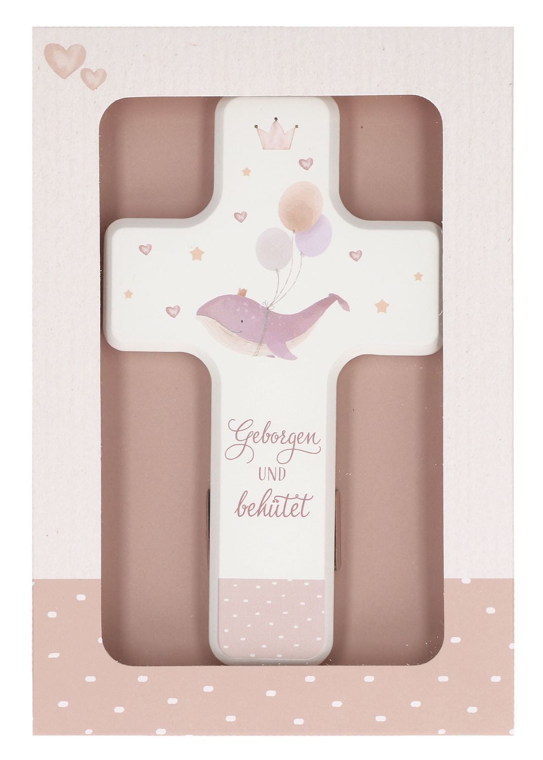 Grußkarte Geborgen und behütet Holzkreuz