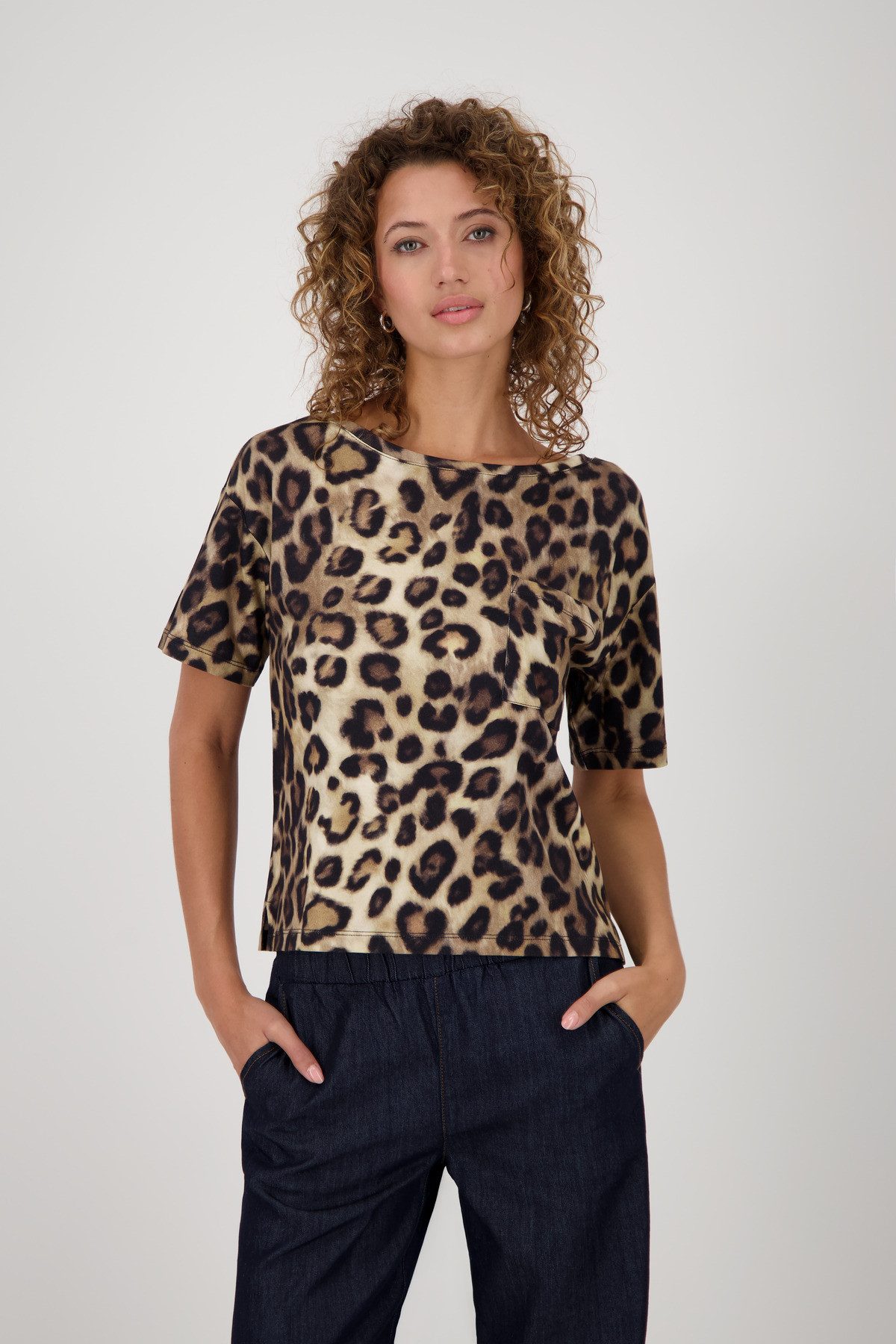 Monari Kurzarmhemd T-Shirt cinnamon gemustert günstig online kaufen