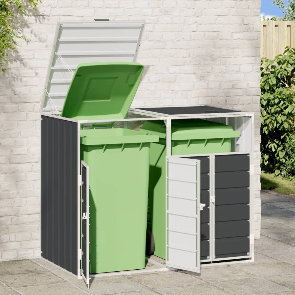 vidaXL Mülltonnenbox Mülltonnenbox für 2 Tonnen Anthrazit 144x81x113 cm Stahl