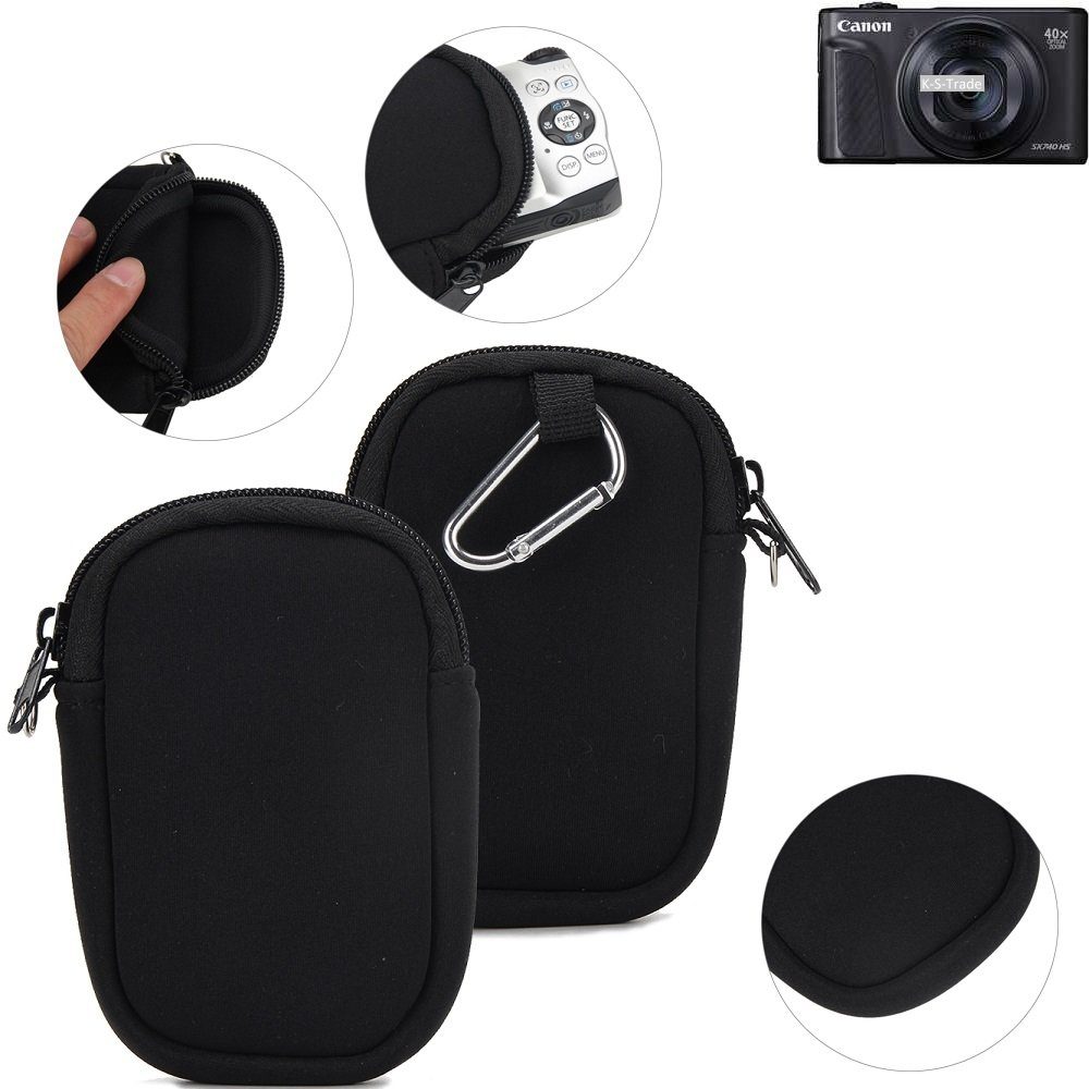 K-S-Trade Kameratasche, Kameratasche kompatibel mit Canon PowerShot SX740  HS Schutz-Hülle Kompaktkamera Tasche Travelbag sleeve case Neopren-Hülle  Fototasche schwarz 1x