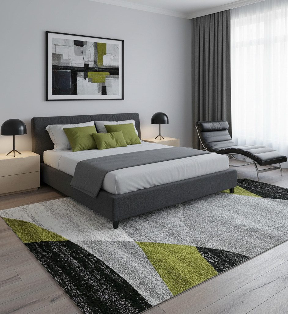 Vimoda Läufer Wohnzimmer Teppich Kurzflor, geometrisches Look, Rechteckig, Höhe: 5 mm, Läufer Moderner Meliert Muster für Küche und Schlafzimmer