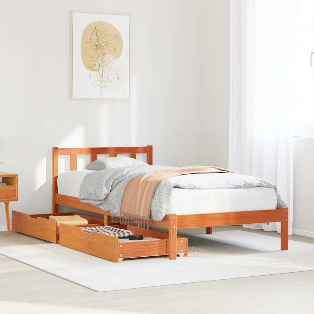 vidaXL Bett Massivholzbett ohne Matratze Wachsbraun günstig online kaufen