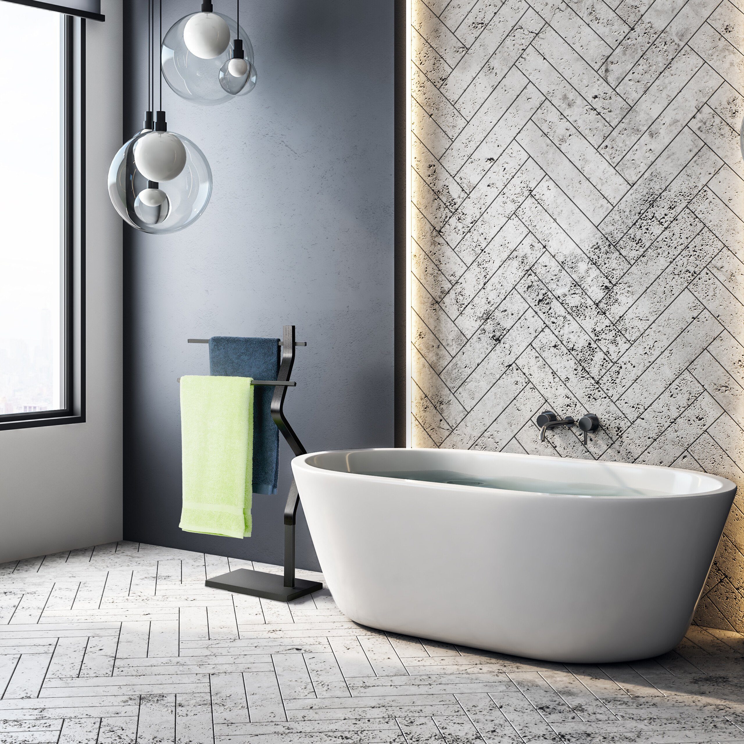 relaxdays Handtuchhalter Handtuchständer mit geknicktem Design günstig online kaufen