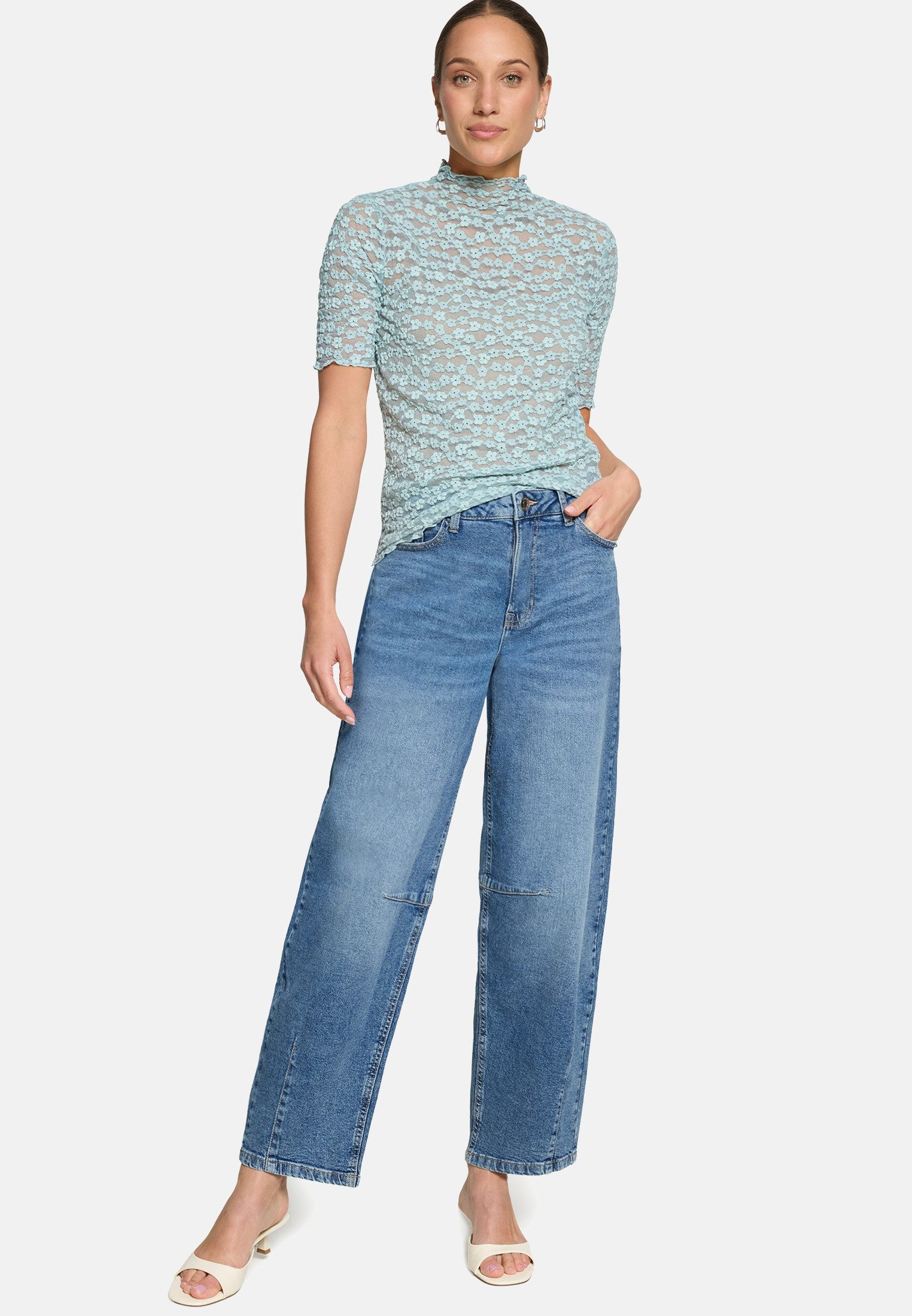 Zero Kurzarmshirt Damen kurzarm (1-tlg) Spitze