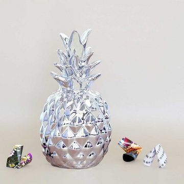 AM Design Dekofigur AM-Design Keramik Ananas silberfarben ca 29 cm H