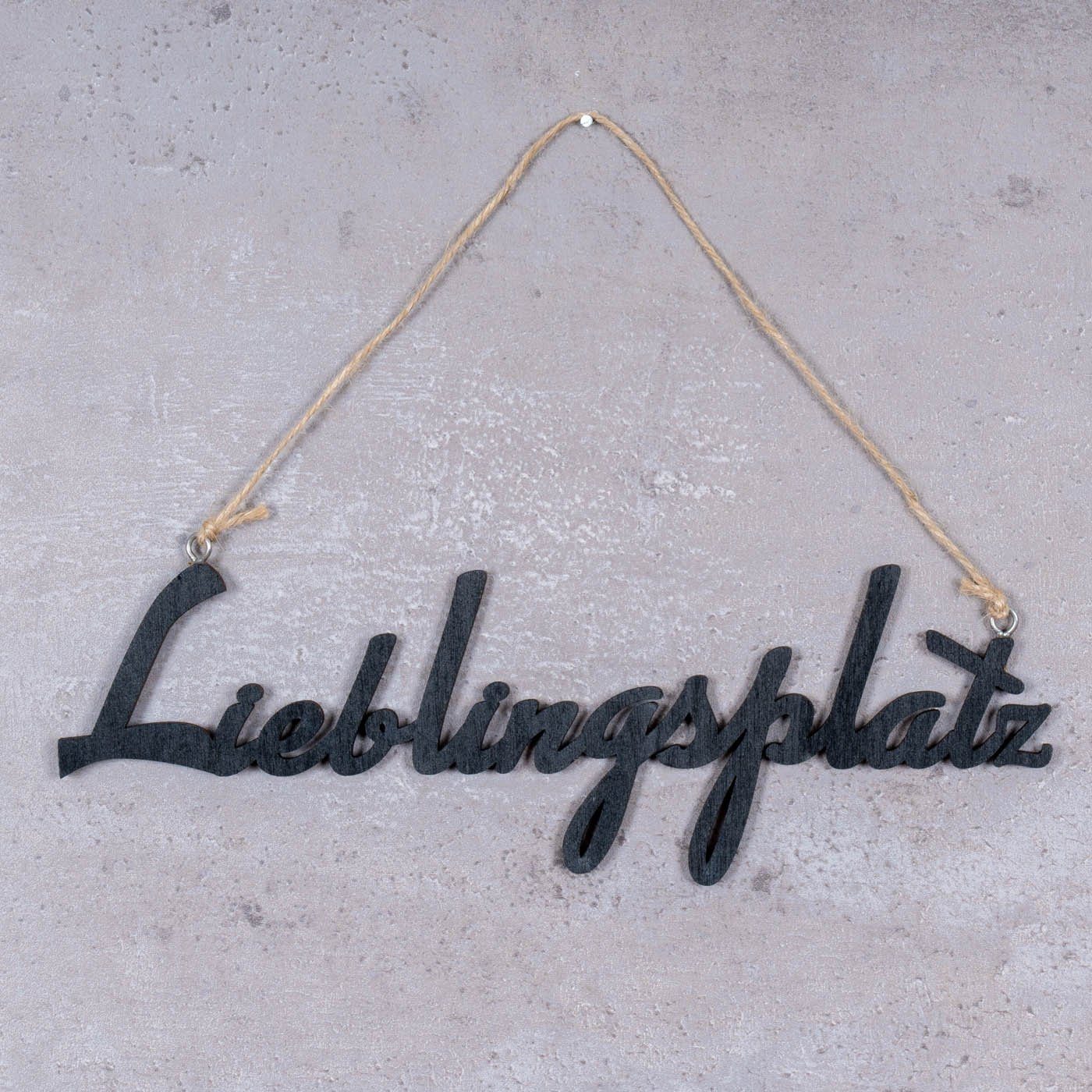 Levandeo® Dekoobjekt, Lieblingsplatz L22cm Hängerchen Schwarz Schriftzug Türschild Holz