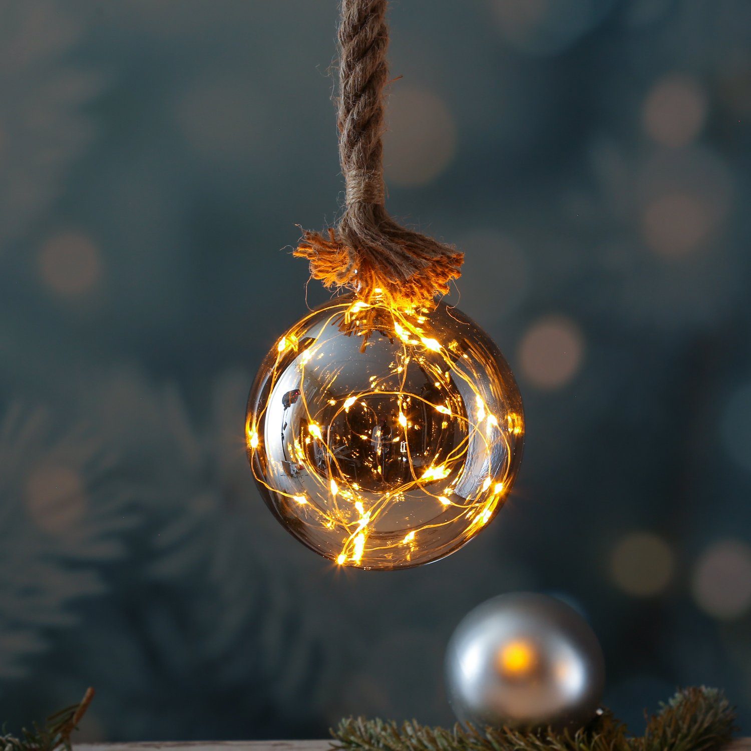 MARELIDA LED Dekolicht LED Glaskugel Deko Kugel Juteseil beleuchtet Timer R günstig online kaufen