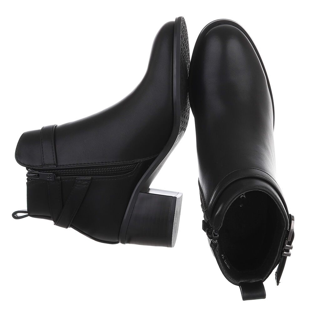 Ital-Design Damen Ankle Boot mit Blockabsatz und Schnalle Chelseaboots (92125631) Blockabsatz Stiefeletten in Schwarz – Bild 2 von 5