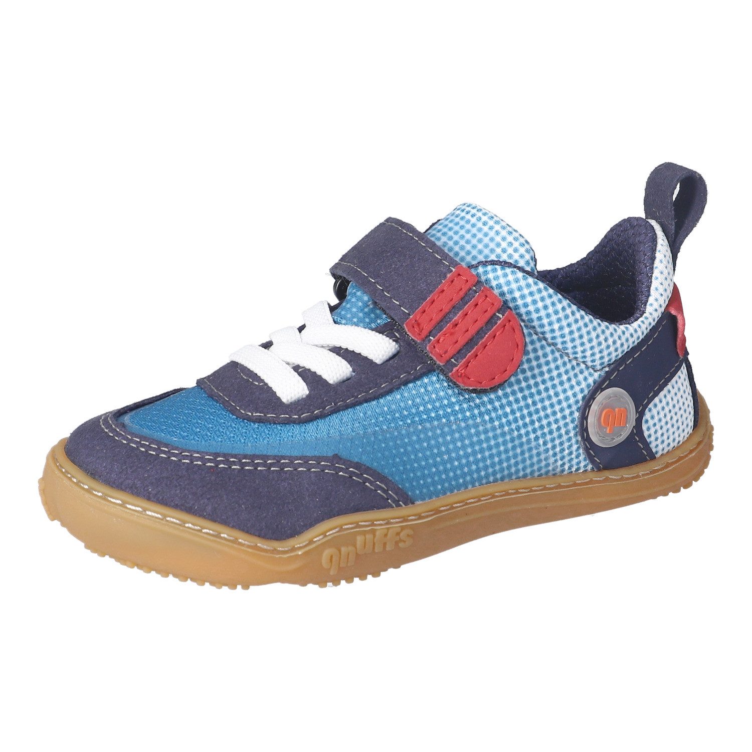 qnuffs Fichte Barfußschuh Klettschuh, Sneaker, Halbschuh mit Kontrastbesätzen