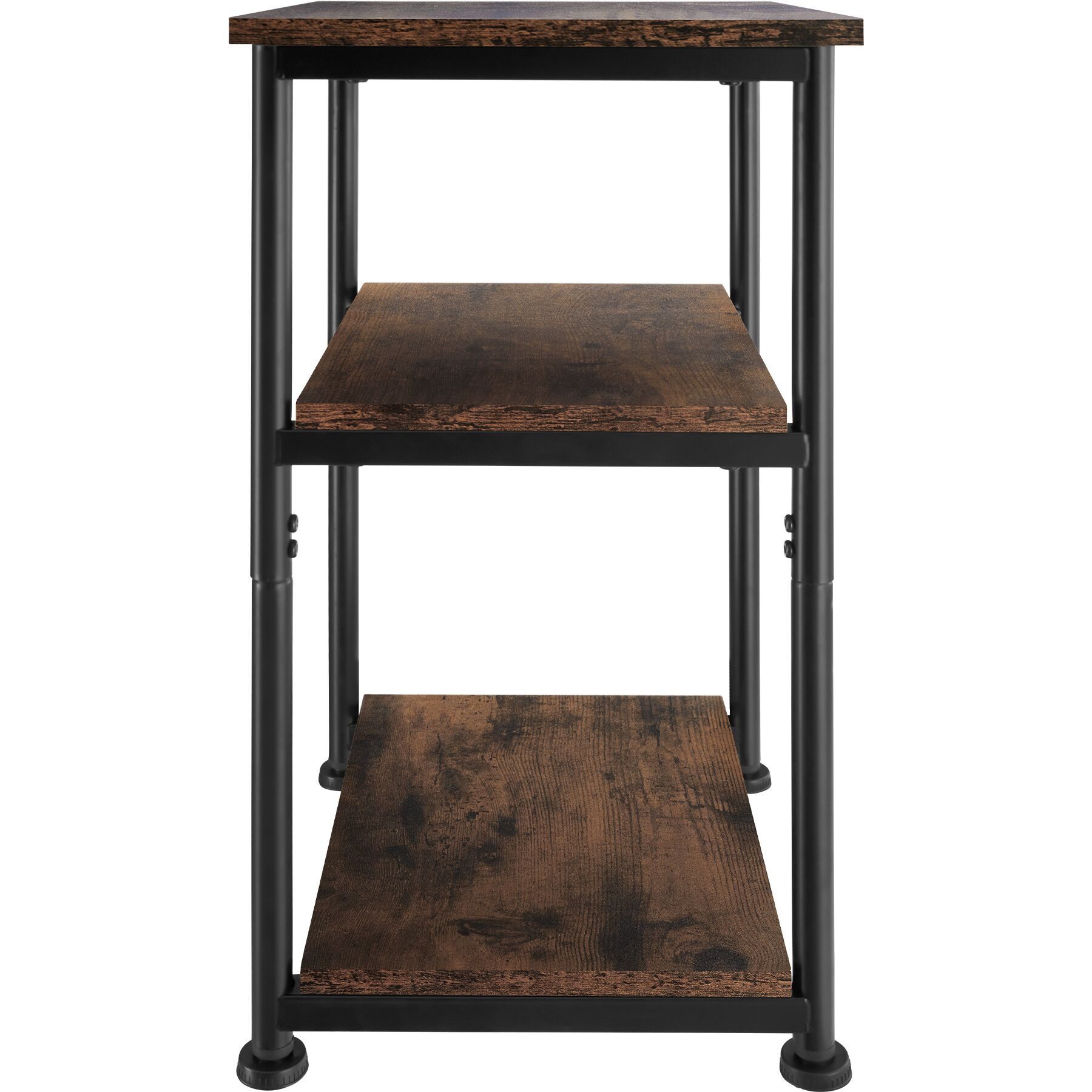 tectake Beistelltisch Ablagetisch, 34 x 30 x 59 cm, mit höhenverstellbaren Kunststofffüßen (Sofatisch Memphis, 1-St., in Industrial Holz dunkel, rustikal), Industrial Style, Holz und Stahl, ausgestattet mit 3 Ablagen