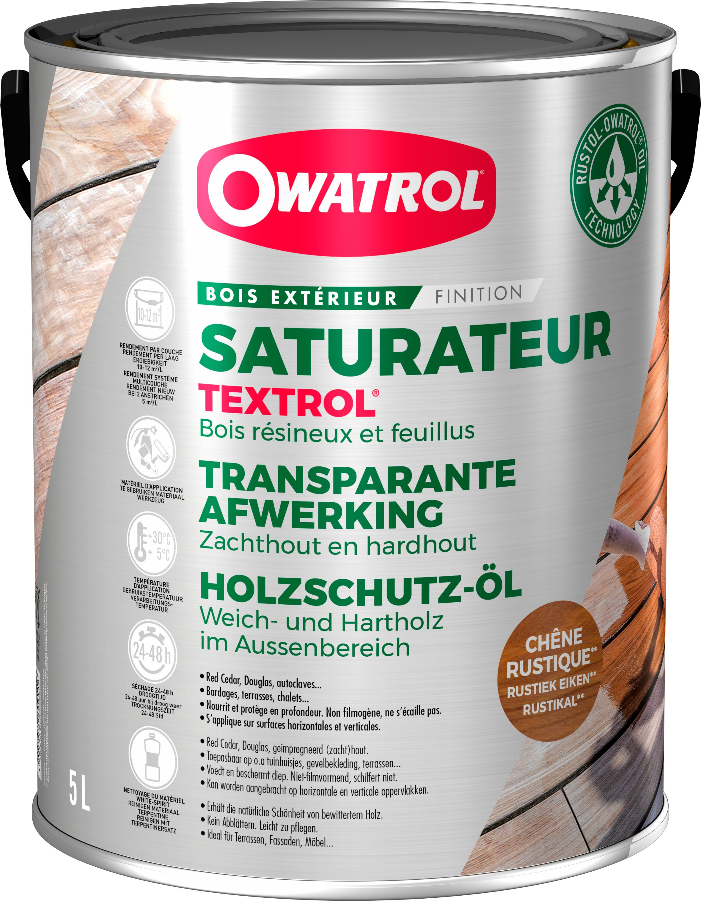 OWATROL Holzöl TEXTROL Holzöl für den [5L] Außenbereich - rustikal