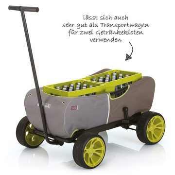 hauck TOYS FOR KIDS Bollerwagen Eco Mobil Forest Green, Transportwagen Handwagen faltbar mit Dach für 2 Kinder, bis 50 kg