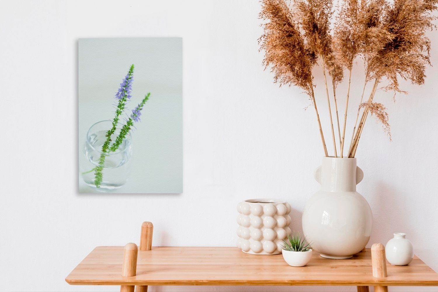 Glasvase, bespannt (1 hohen OneMillionCanvasses® Pflanzen in 20x30 cm Leinwandbild einer Farns des Gemälde, fertig Zwei inkl. Leinwandbild Zackenaufhänger, St),