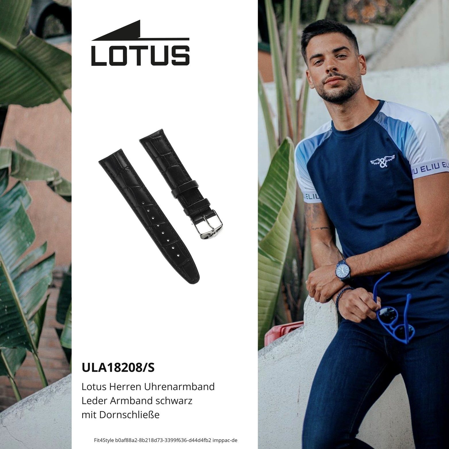 Herren 21mm, Uhrenarmband Uhrenarmband Lotus Fashion-Style Herrenuhr Lederarmband, Lotus mit