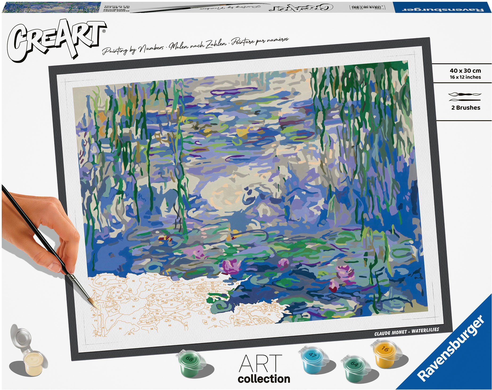 Ravensburger Malen nach Zahlen CreArt, ART Collection, Waterlilies (Monet), Made in Europe