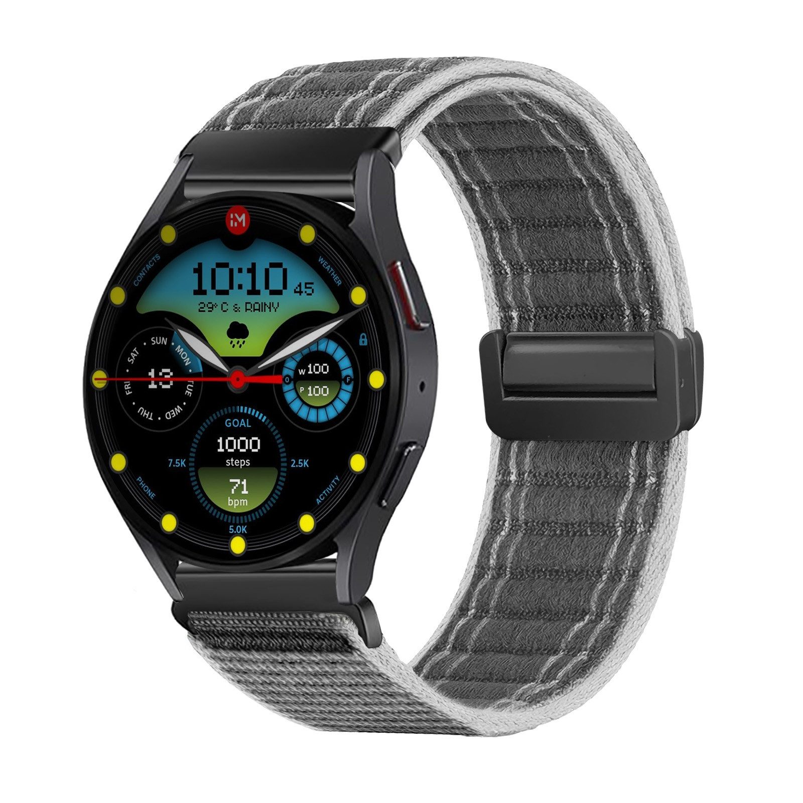 Tec-Expert Smartwatch-Armband für Samsung Galaxy Watch4 44 mm Armband Ersatz Wechsel Band, Nylon Textil mit Magnetverschluss, stufenlos Verstellbar atmungsaktiv