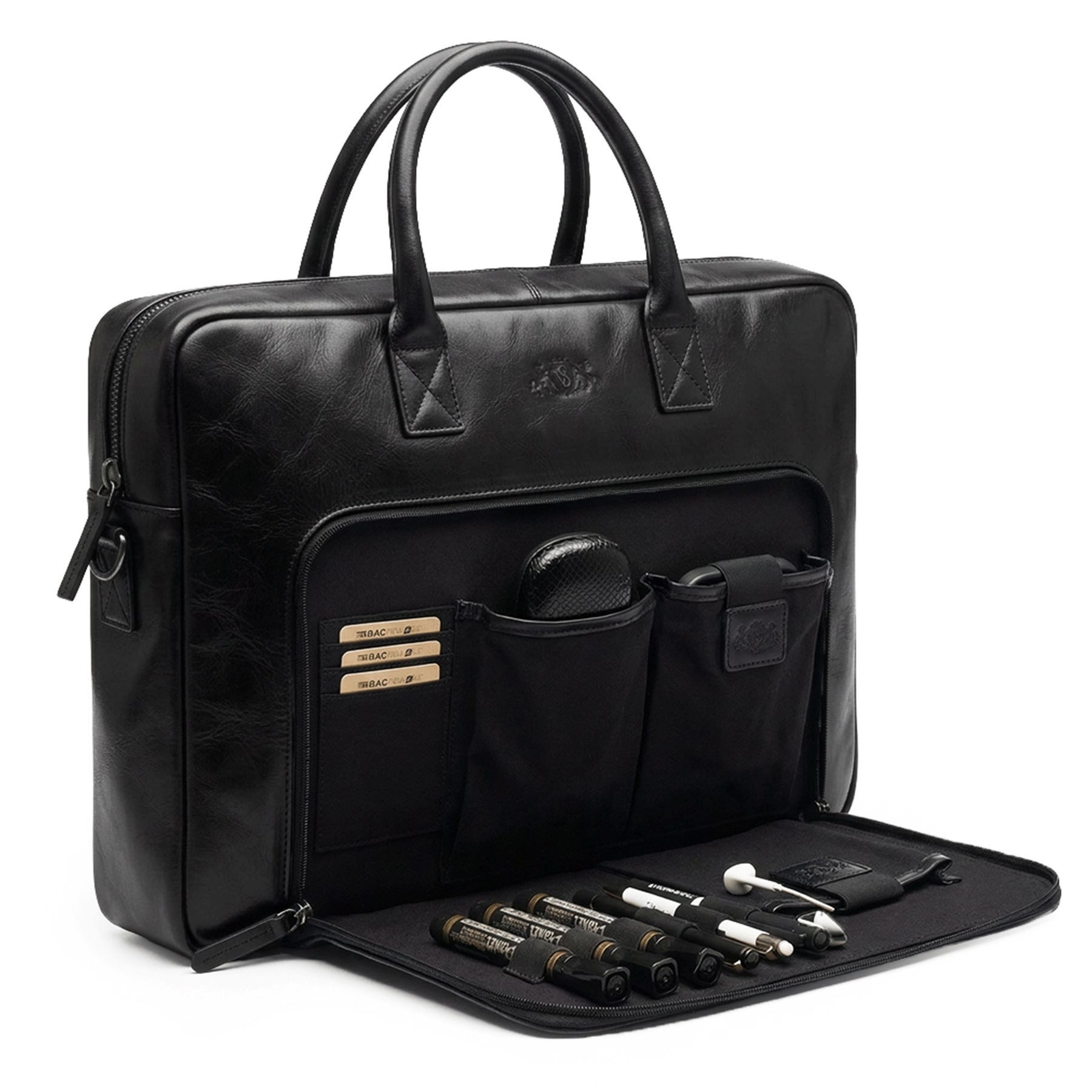 Messenger Bag echt Leder Aktentasche groß 15 Zoll schwarz Umhängetasche Business