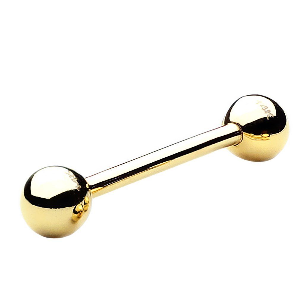 Taffstyle Piercing-Set Echt Gold 585 Stab Barbell 14 Karat Zunge Gelbgold 1 günstig online kaufen