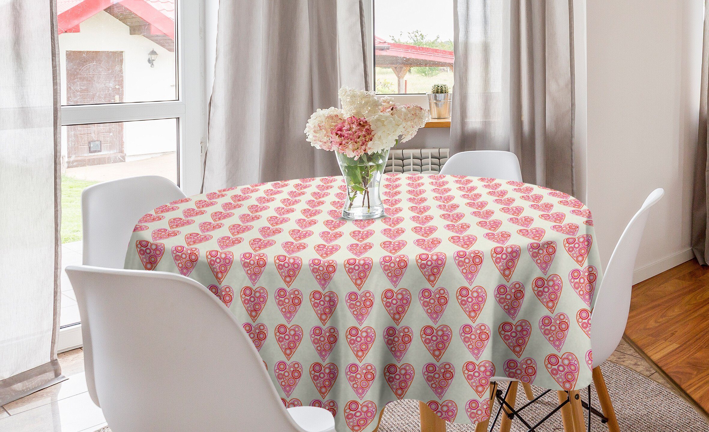 Theme Kreis Abdeckung Tischdecke Abakuhaus Romantisch Dekoration, Tischdecke für Küche Esszimmer Herz-Kreis-Love