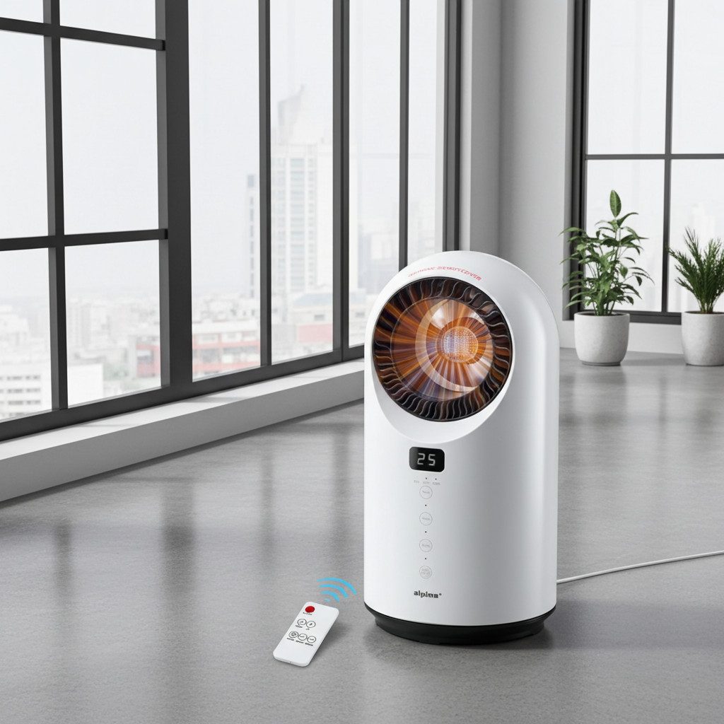 Alpina Heizlüfter Turmheizlüfter 1500W, PTC Keramik, Oszillation, Fernbedienung, Timer, Rotorloser 1500W Keramik-Heizlüfter mit 12h-Timer & Kippschutz