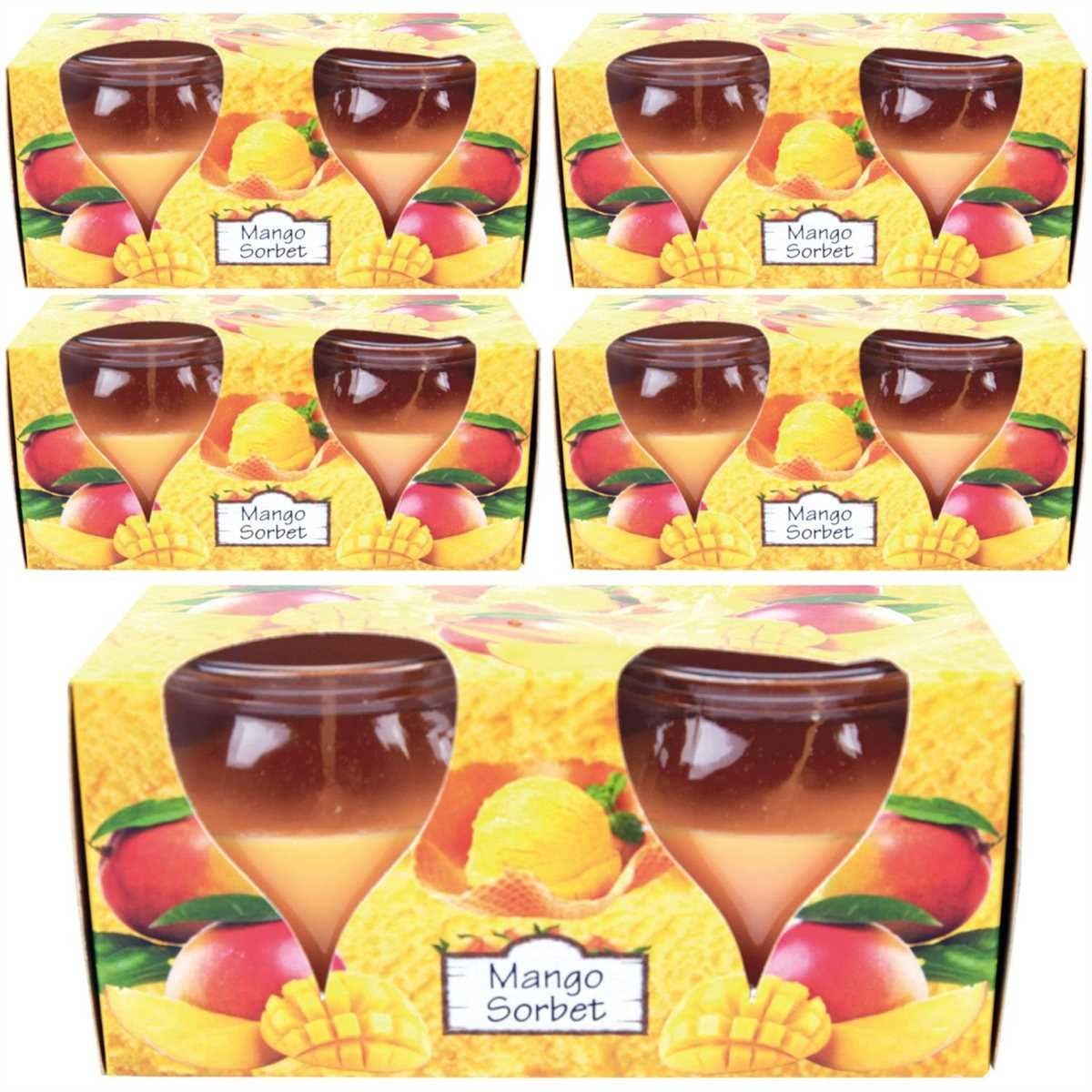 HS Candle Duftkerze im Glas Set (10-tlg), Mango Sorbet, Duftnote fruchtig, Ø6x6cm, 18h Brenndauer