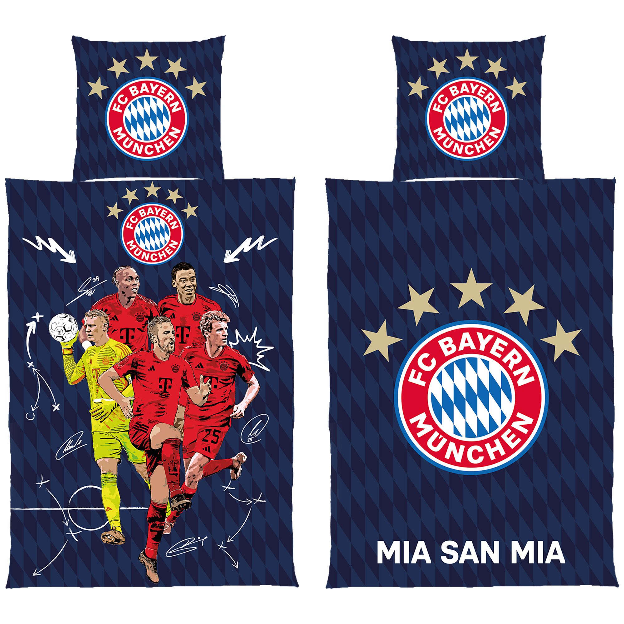 BERONAGE Kinderbettwäsche FC Bayern München Bettwäsche Player 135x200cm / 8 günstig online kaufen