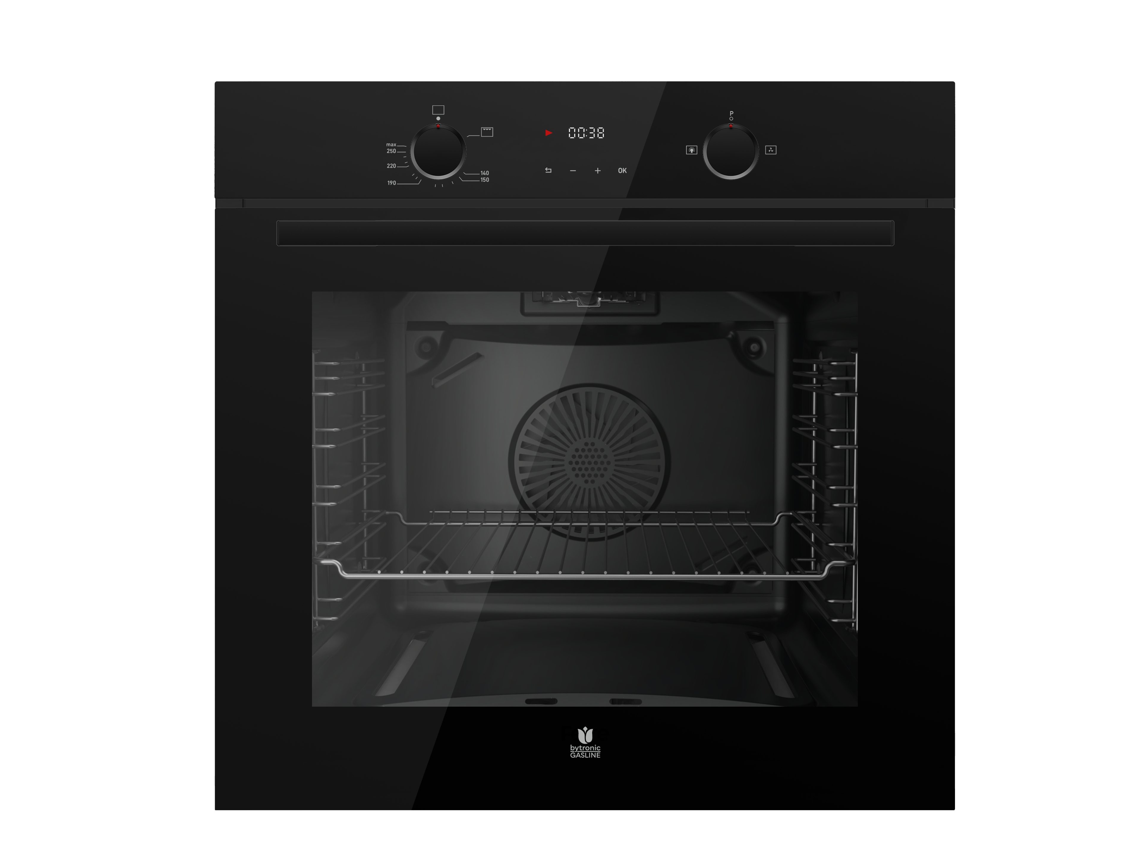 Gasline Einbaubackofen Gasline GB850-FIB Schwarz Gas Einbaubackofen Gasherd Umluft 69 L