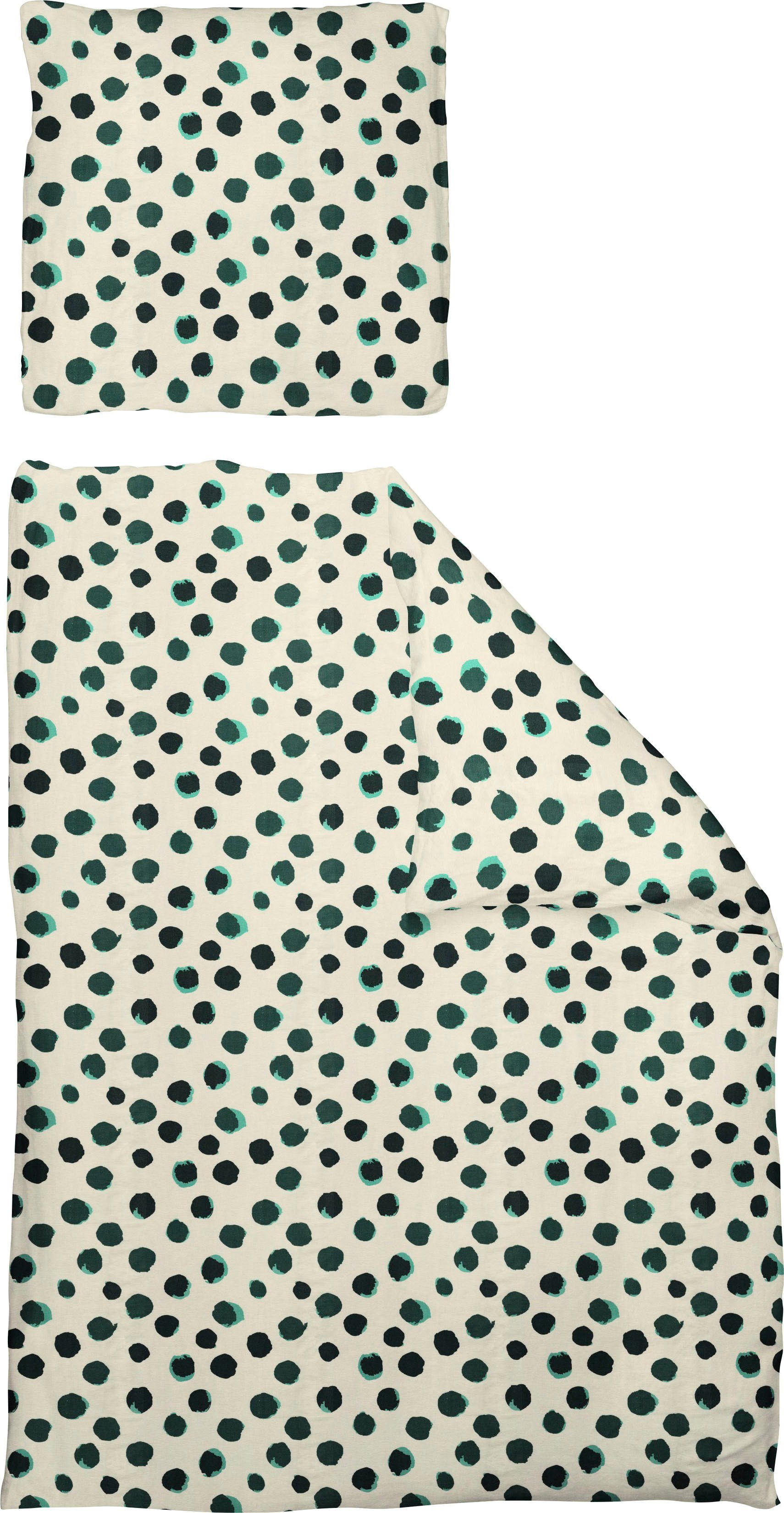 Adam Bettwäsche Leinenbettwäsche Dots, Jacquard, 2 teilig, aus Bio-Baumwolle
