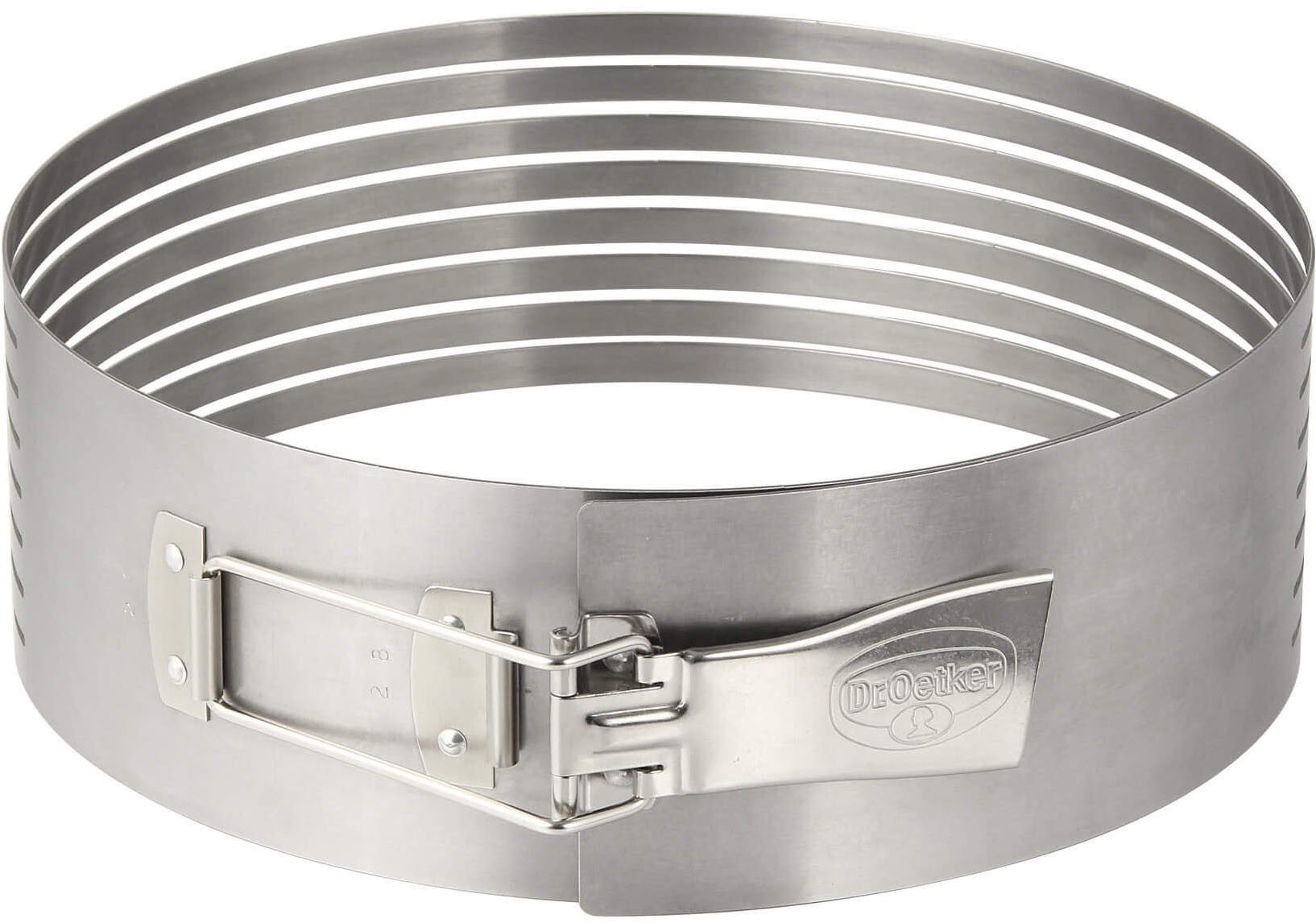 Dr. Oetker Küchenhelfer Tortenring Verstellbare Tortenboden-Schneidhilfe aus Edelstahl, Edelstahl, (1 tlg), für gleichmäßige Tortenböden, spülmaschinengeeignet, Made in Germany