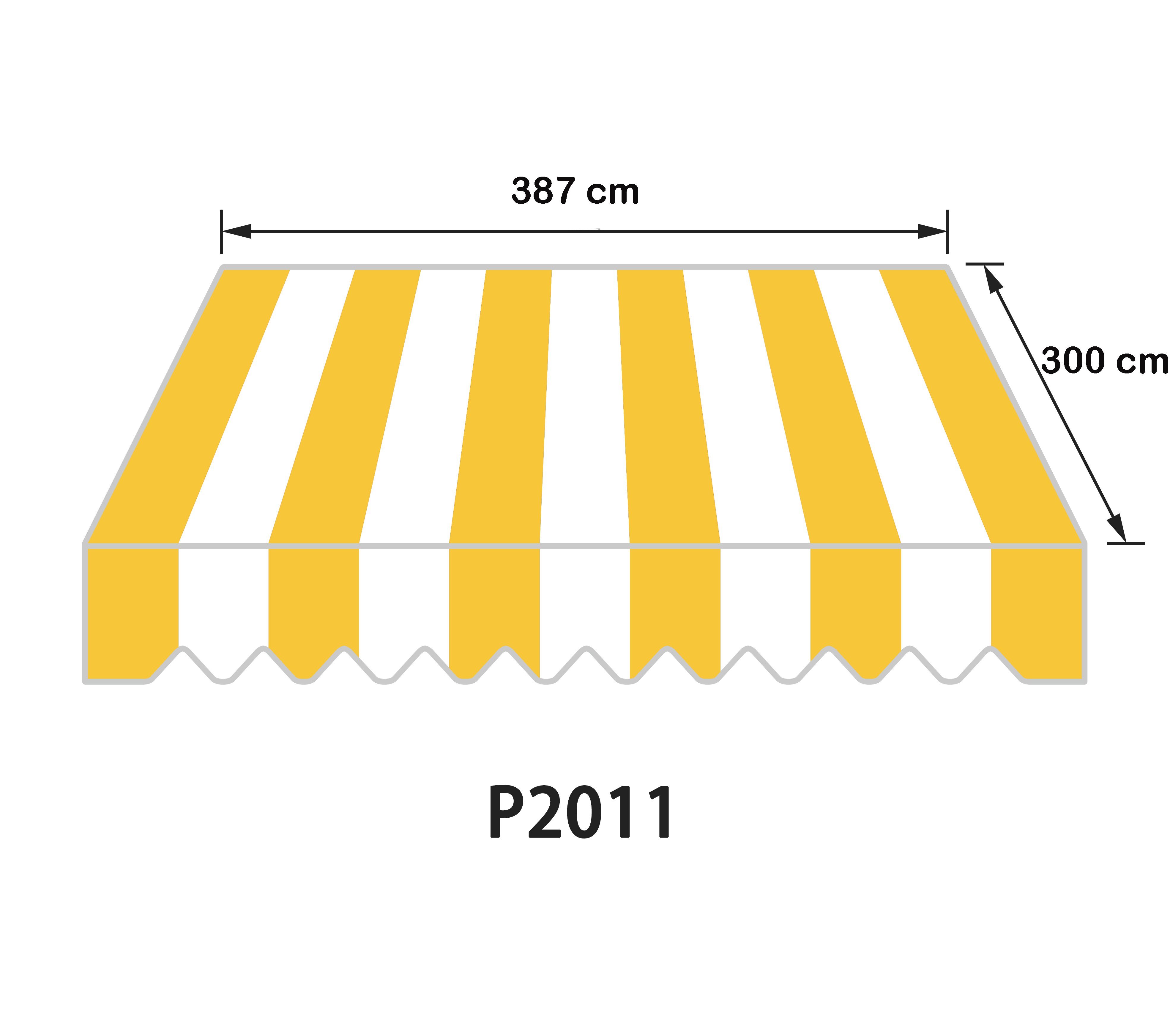 Markisenbespannung 5x3 M – Gelb/orange, Aus UV-beständigem Polyester, Inkl. Volant