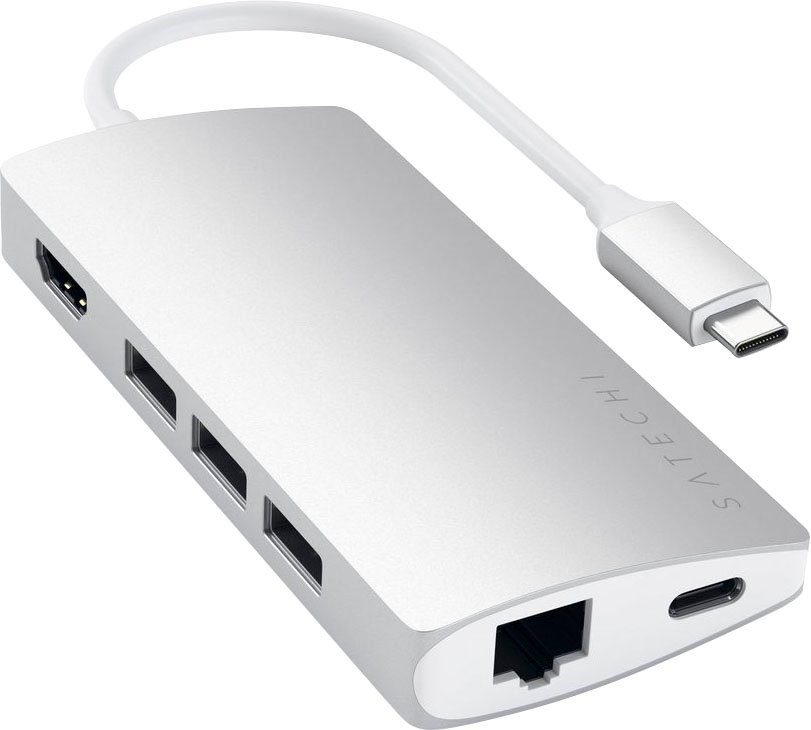 Satechi Type-C Multi-Port Hub 4K Ethernet V2 Adapter zu HDMI, MicroSD-Card, RJ-45 (Ethernet), SD-Card, USB 3.0, USB Typ C