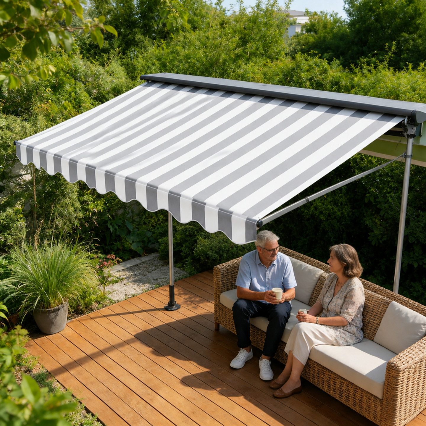 Ferghana Klemmmarkise Klemmmarkise Ohne Bohren, Balkonmarkise Höhenverstellbar (Sonnenschutz Wasserdicht UV-beständig, Sonnenmarkise für Terrasse Balkon Garten) Sichtschutz Markise