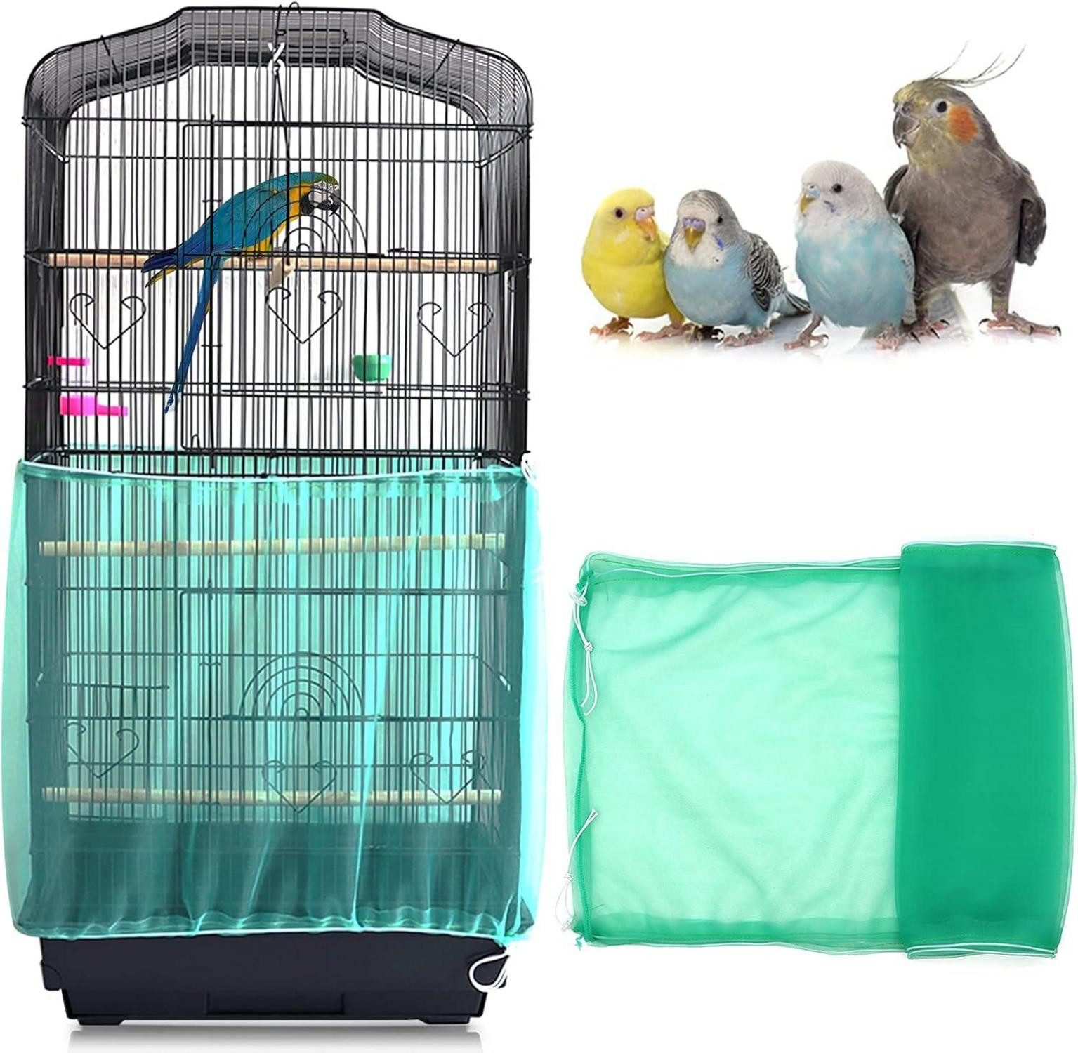 Vogelkäfig Universal Vogelkäfig Abdeckung Samenfänger Kordelzug Papageien Netz