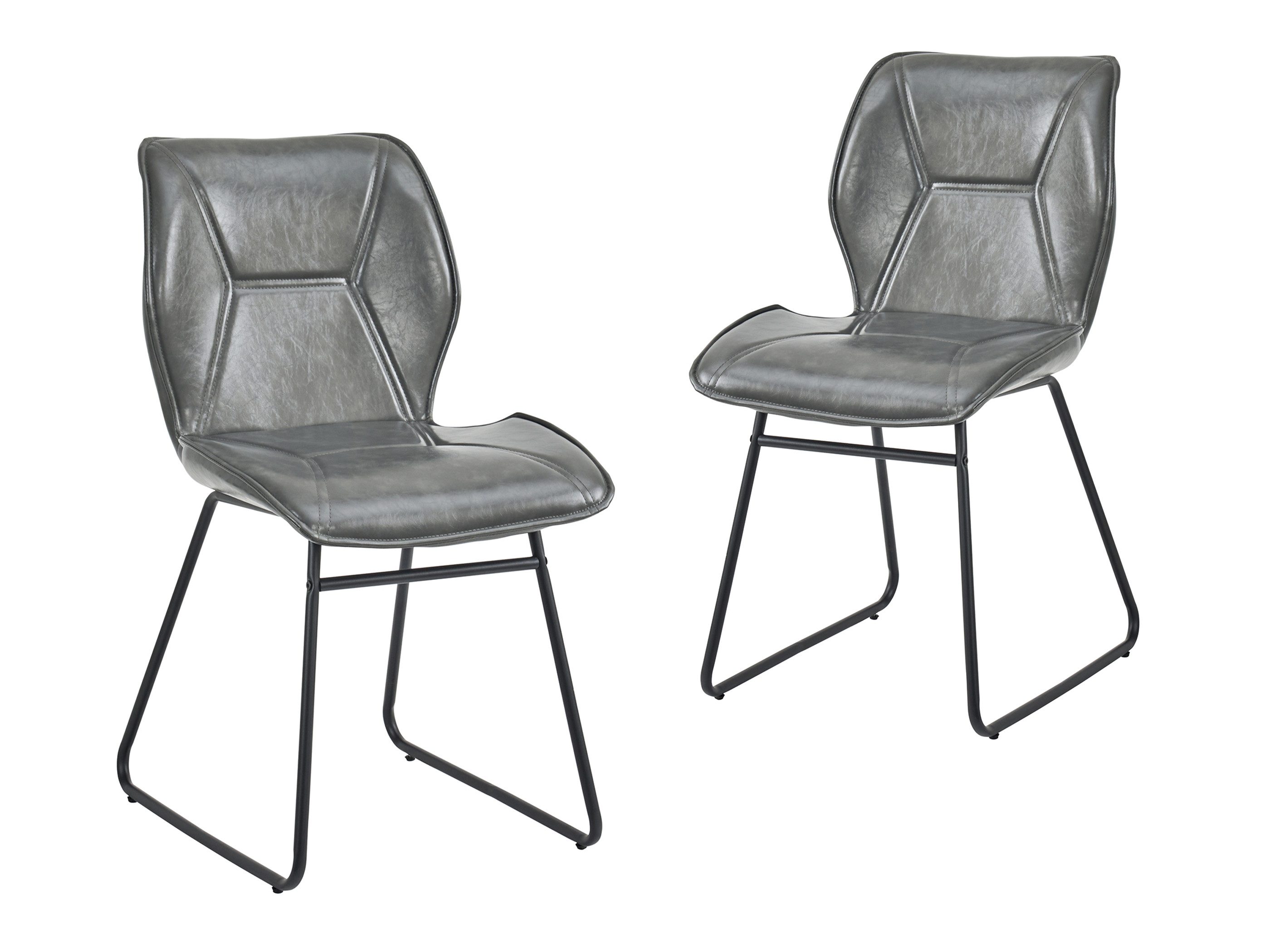 SeedWave Esszimmerstuhl 2er Set Küchenstuhl Metallgestell Kunstlederbezug Polsterstuhl, Schalenstuhl im Industrial Design