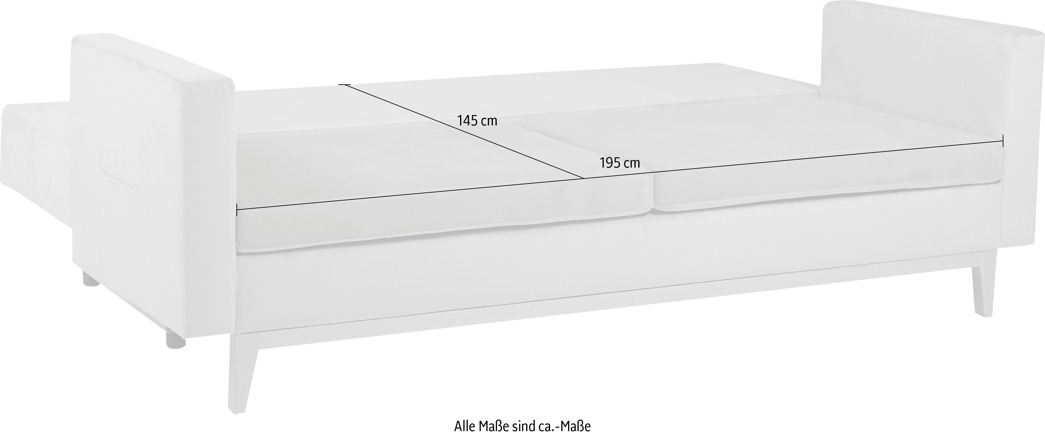 mit alle extra Schlafsofa Stauraum, Kissen Schlafsofa Tina, GEPADE abnehmbar Nordisches