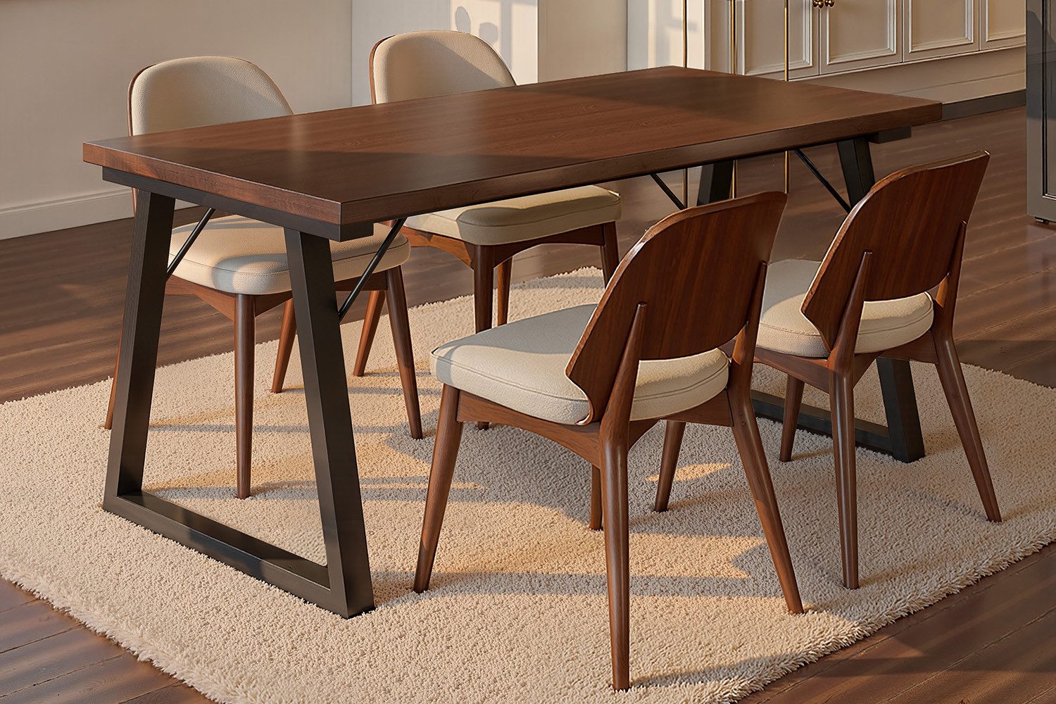 HOMAVO Esstisch MDF-Tischplatte mit Marmor- oder Holzoptik, Metallgestell-Z2 (Einzeltisch), Sehr stabile Konstruktion, moderne Form