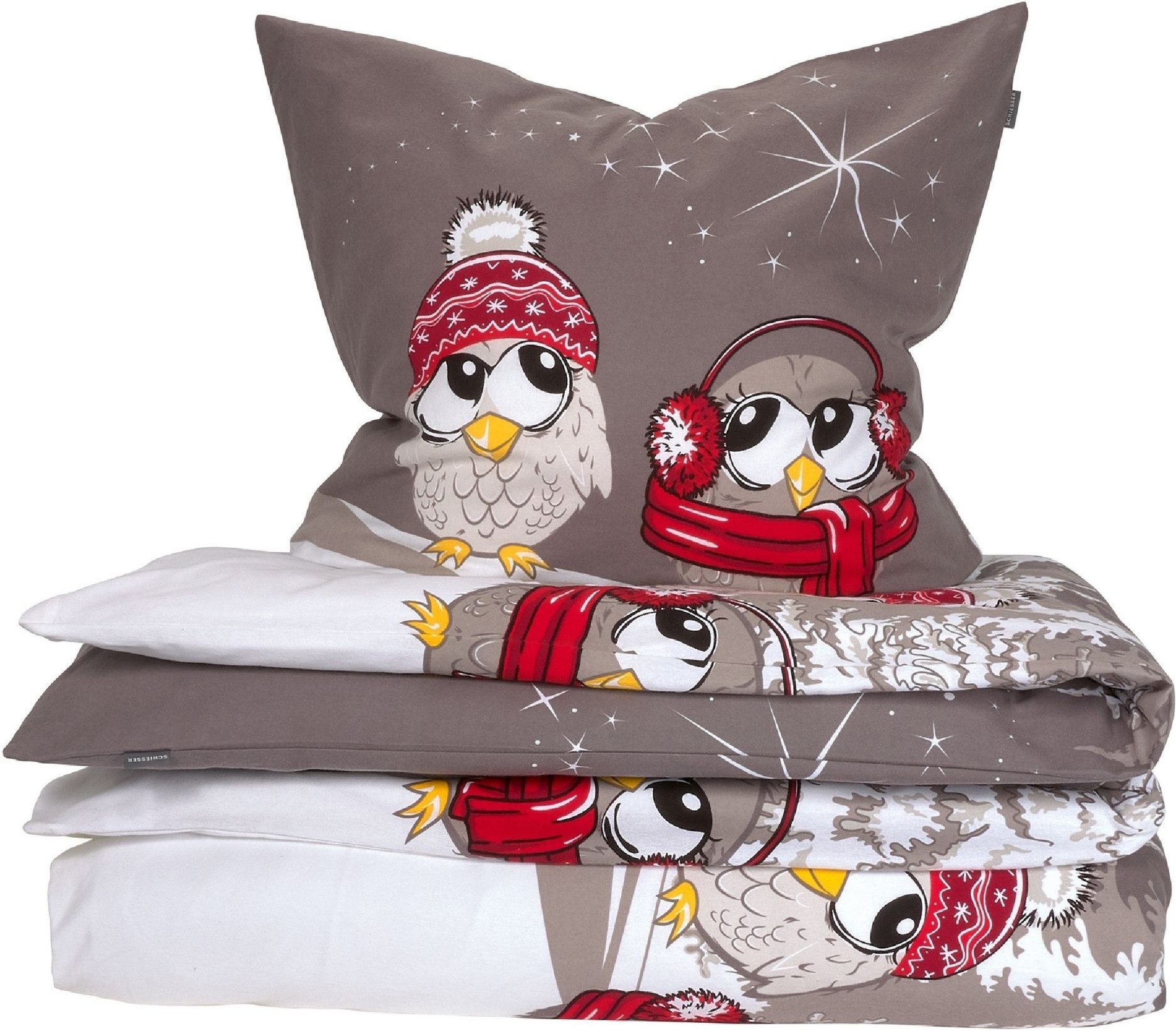 Schiesser Bettwäsche Olsona aus weicher Baumwolle mit coolem Winter-Print, Feinbiber, 2 teilig, OEKO-TEX® MADE IN GREEN-zertifiziert