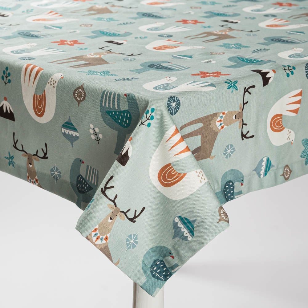 SCHÖNER LEBEN. Tischdecke Tischdecke Scandi Christmas blau versch. Größen von SCHÖNER LEBEN., handmade