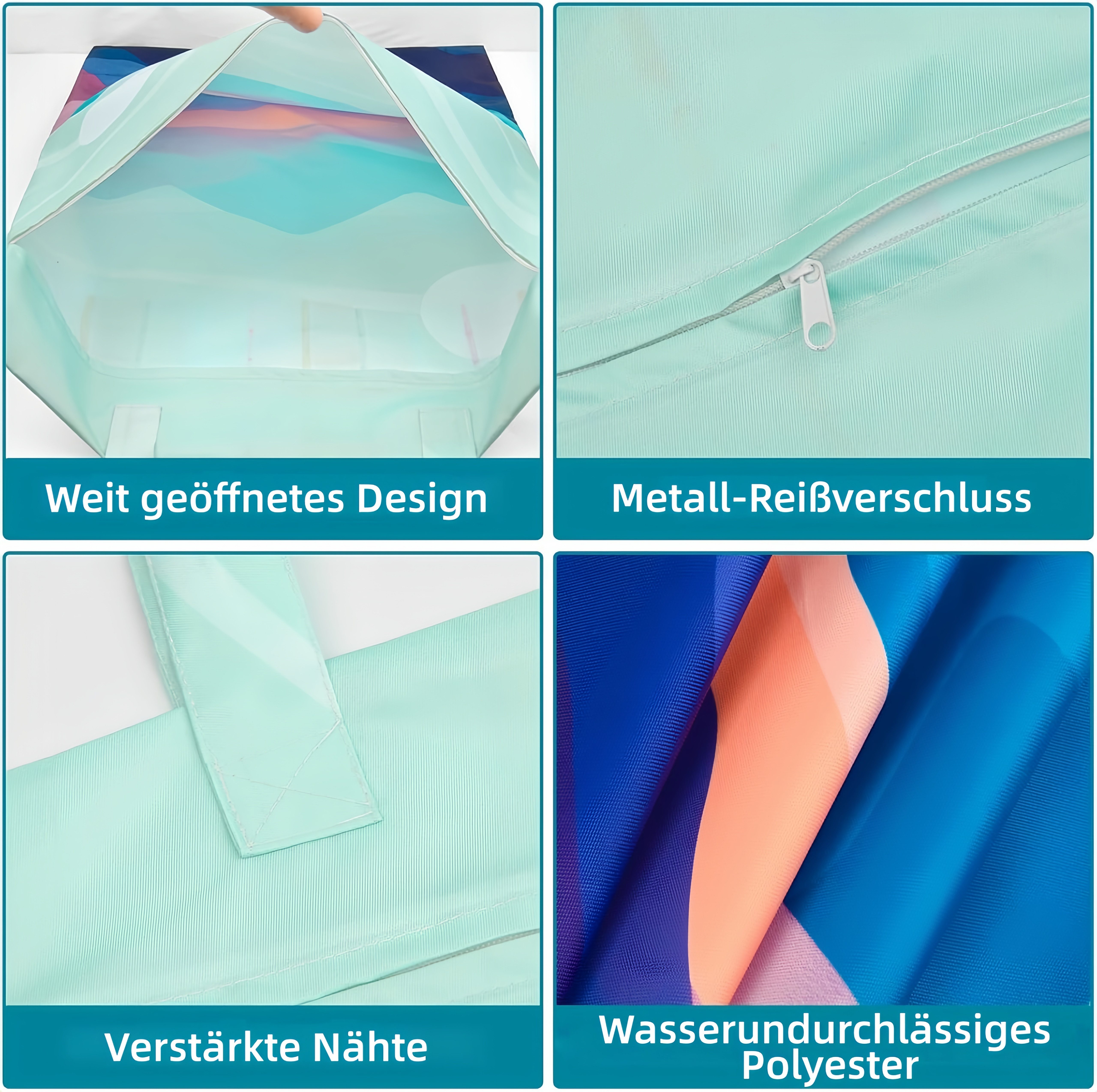 FOUORTUNATE-BEE Wäschesack 2er Set großer Wäschesäcke mit Griff und Reißverschluss (2 St), Waschbare Wäschesäcke für Reisen, Fitness & Schmutzwäsche – Bild 5 von 5