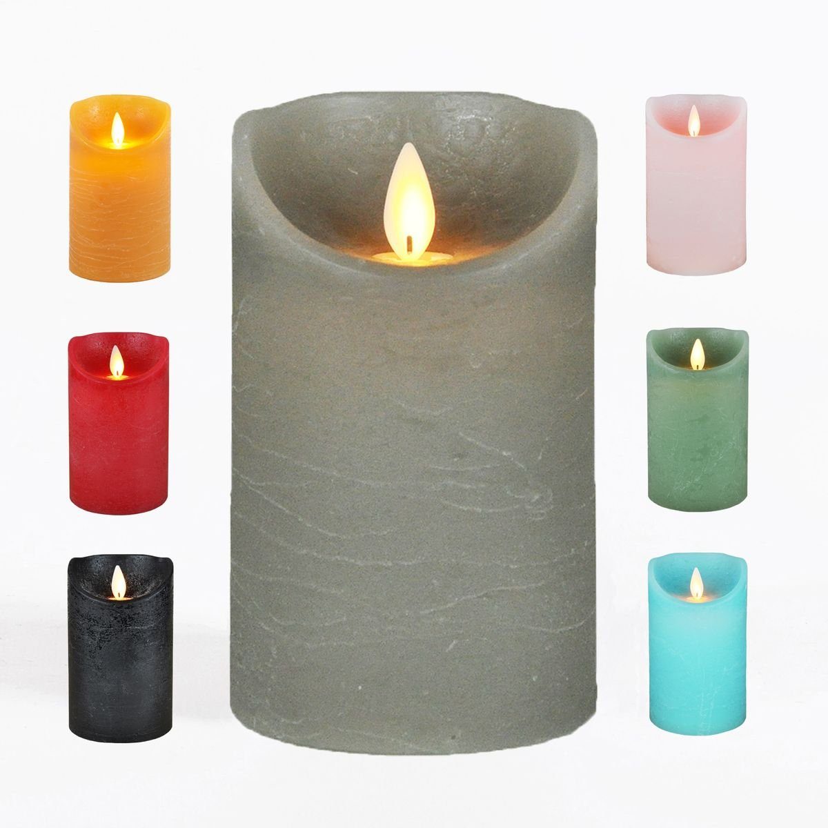 JACK LED-Kerze LED Echtwachskerze Kerze 10 / 12,5 / 15 cm Timer Ø 7,5cm Wachskerze (1-tlg), große Farb- und Größenauswahl, Echtwachskerzen mit Timerfunktion Taupe