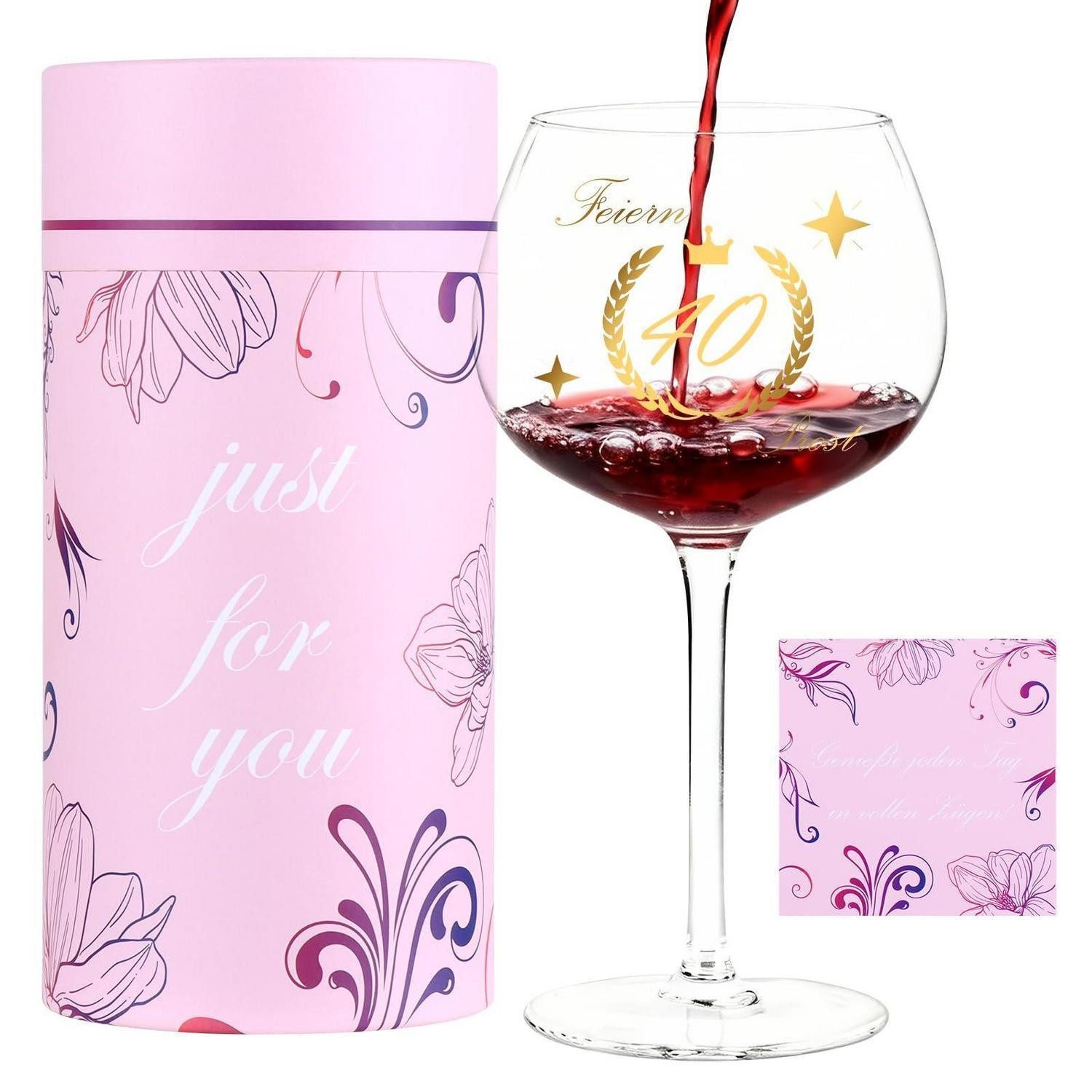 LuxusKollektion Weinglas Weinglas 40. Geburtstag Champagnerflöte 460ml Kristall