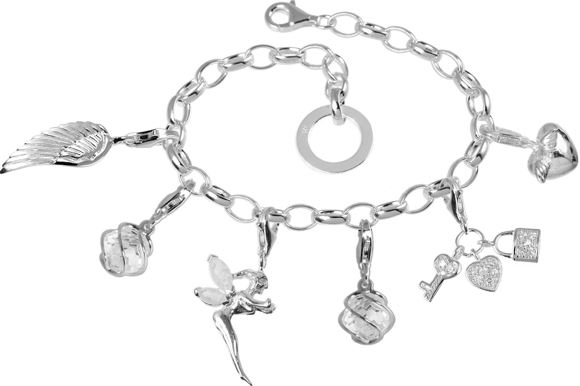 SilberDream Charm-Einhänger Set SilberDream Set Silber Charm Armband und (Charmssets, 7-tlg), Charmssets aus 925 Sterling Silber, Farbe: silber