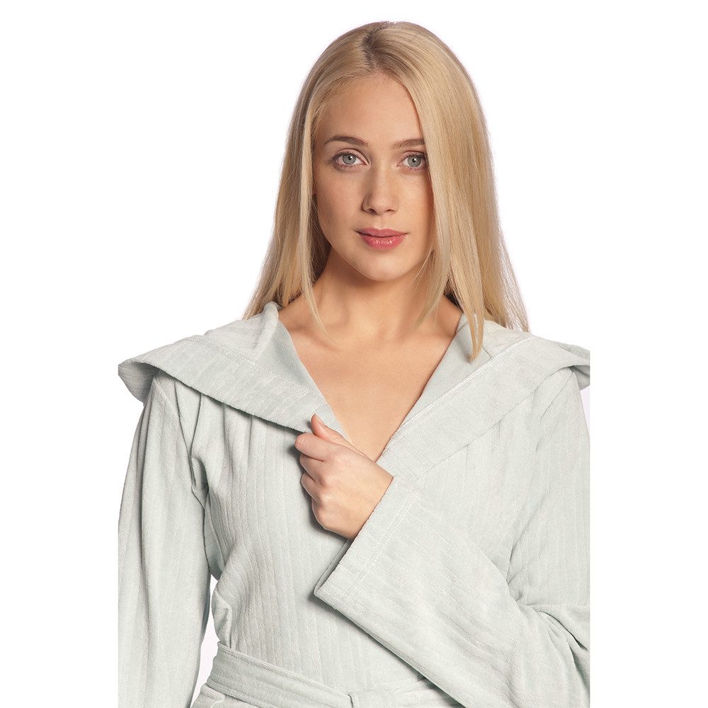 Vossen Damenbademantel Damen Nikki Morgenmantel Kapuze, Midi, Baumwollmischung, Kapuze, Gürtel, Modisches Design