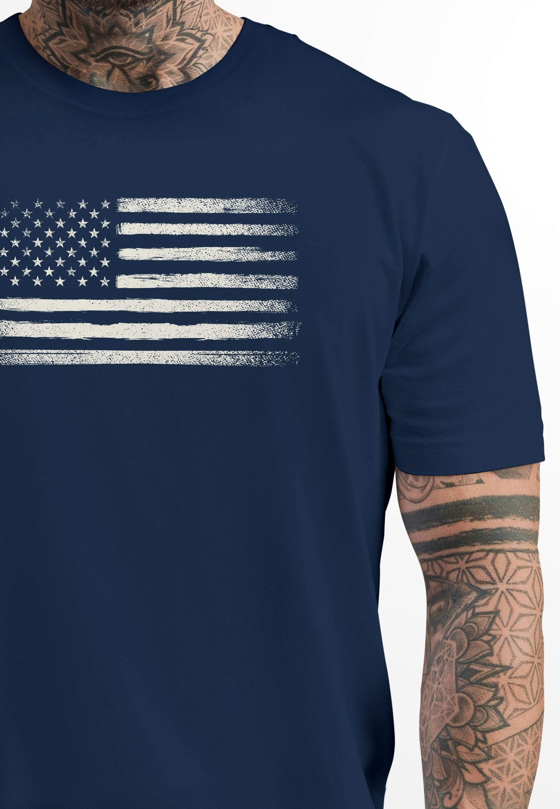 Neverless Print-Shirt Herren T-Shirt USA Flagge Print Retro Style Männer Fa günstig online kaufen