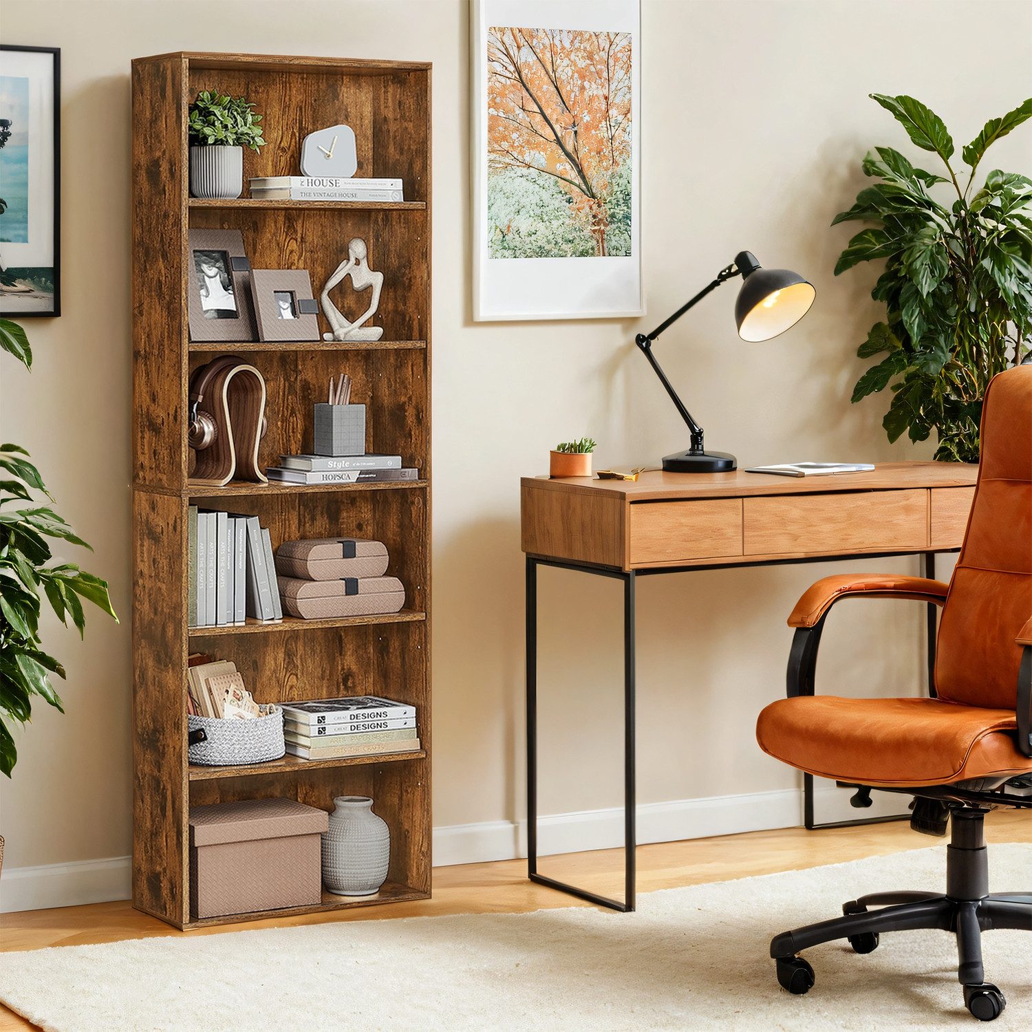 VASAGLE Bücherregal 6-stöckiges Regal, 178cm, 24 x 60 x 178,5 cm, für Wohnzimmer, Homeoffice, Standregal – Bild 2 von 5