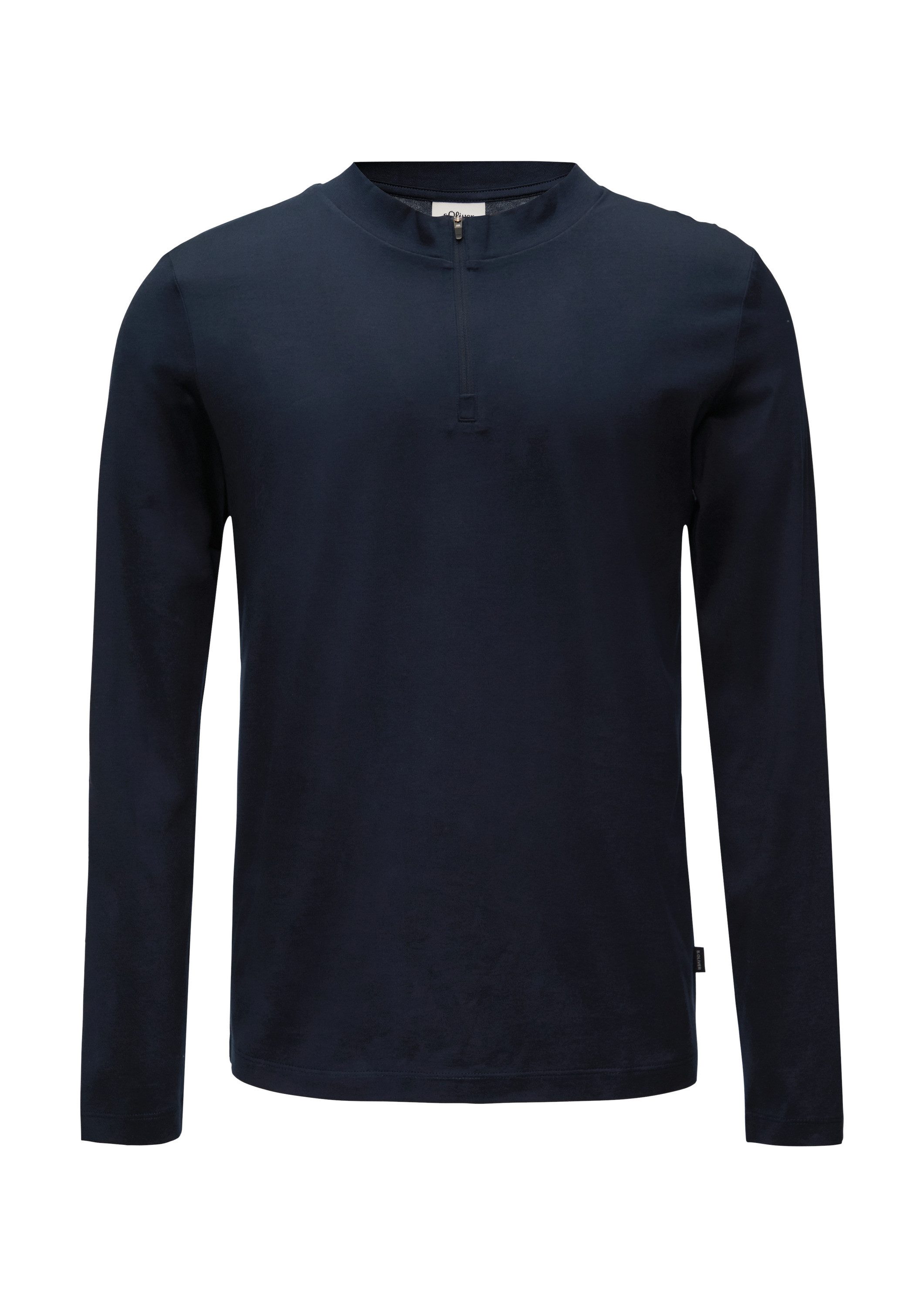 s.Oliver Langarmshirt T-Shirt Langarmshirt mit Reißverschluss aus mercerisierter Baumwolle