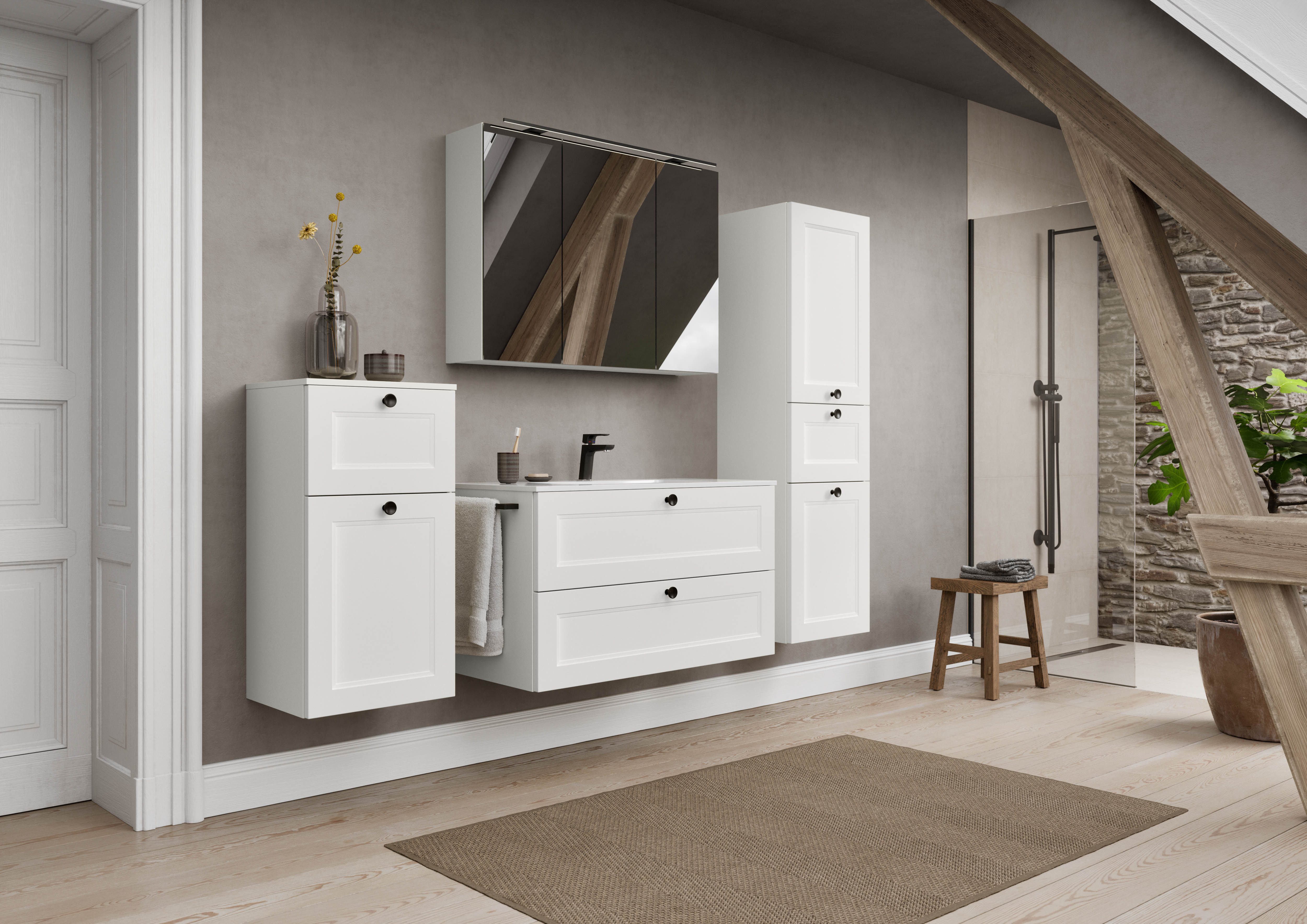 nobilia® Badmöbel-Set Cascada, (Set, 1-St., Waschtisch mit Waschbecken), vormontiert, mit Soft-Close, in vier Breiten