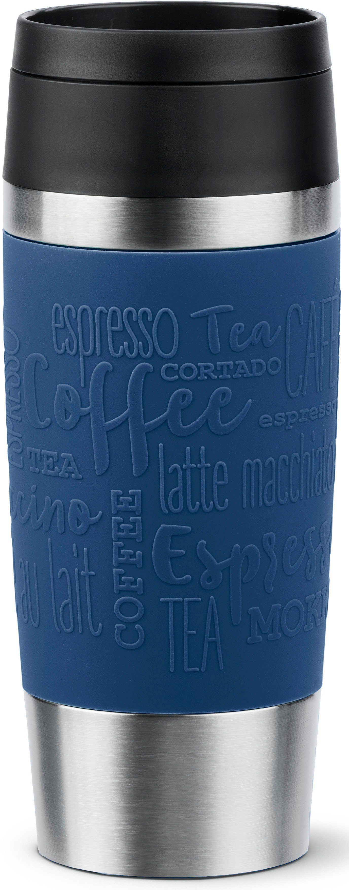 Emsa Thermobecher Travel Mug Classic, Edelstahl, Kunststoff, Silikon, 4h heiß, 8h kalt, 100% dicht, spülmaschinenfest, 360°-Trinköffnung