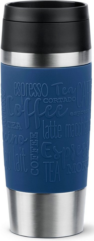 Emsa Thermobecher Travel Mug Classic, mit 360°-Trinköffnung, auslaufsicher, rutschfest, Edelstahl, Kunststoff, Silikon, 4h heiß, 8h kalt - 360 ml / 6h heiß, 12h kalt - 500 ml, 100% dicht